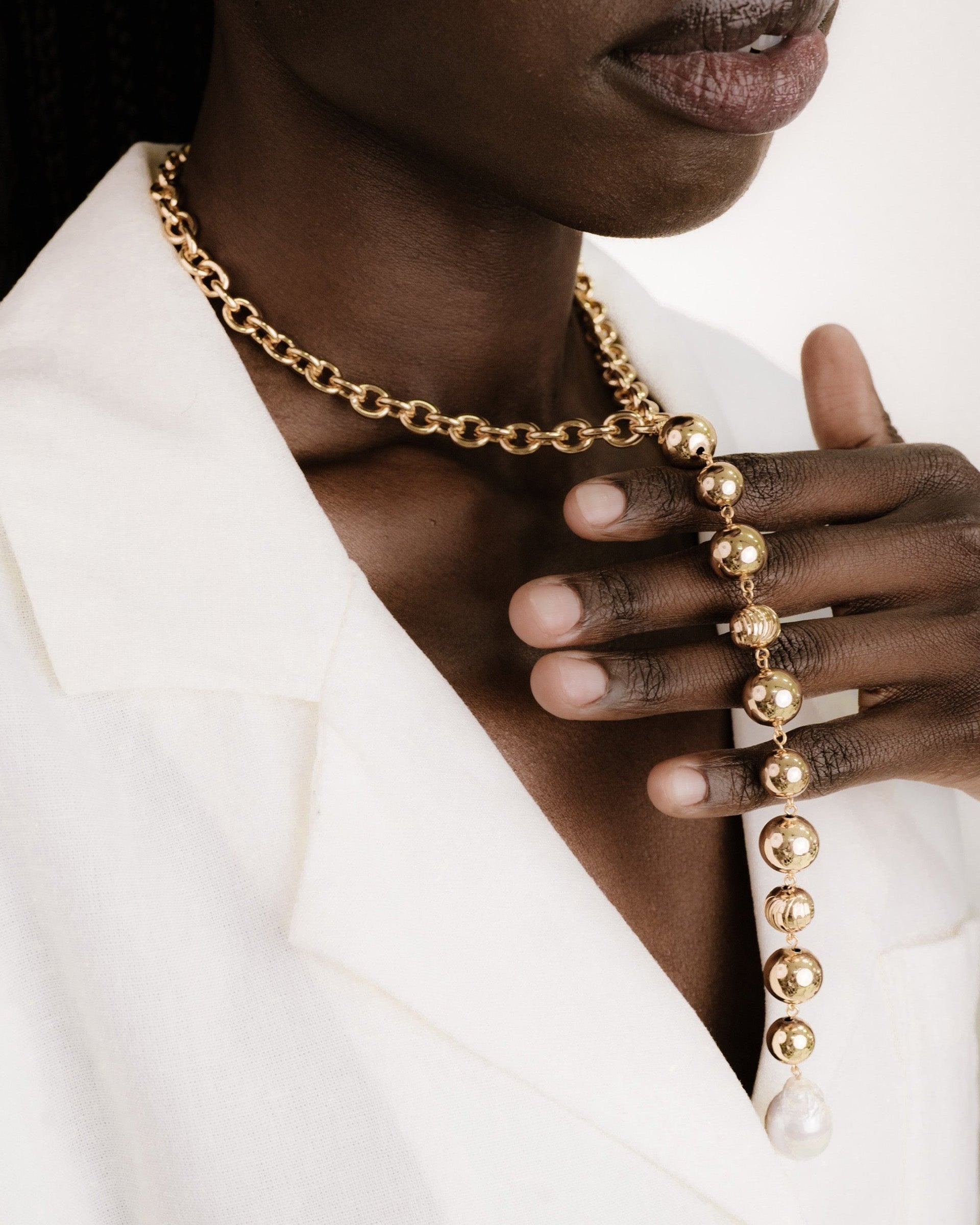 Deep Drop Pearl Lariat Necklace