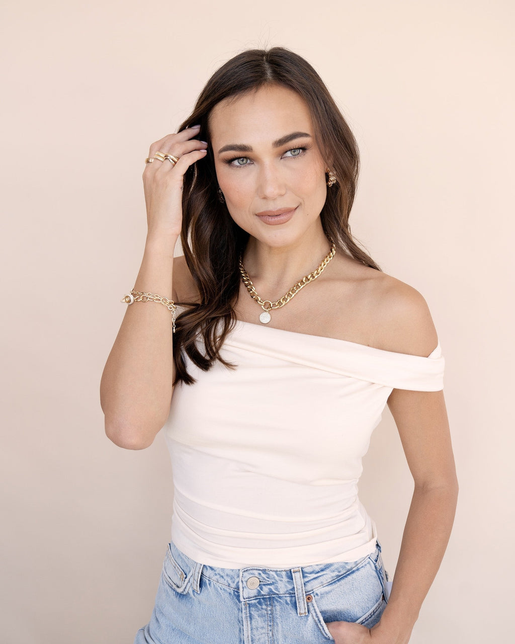 Crystal Disc Charm and Chain Necklace