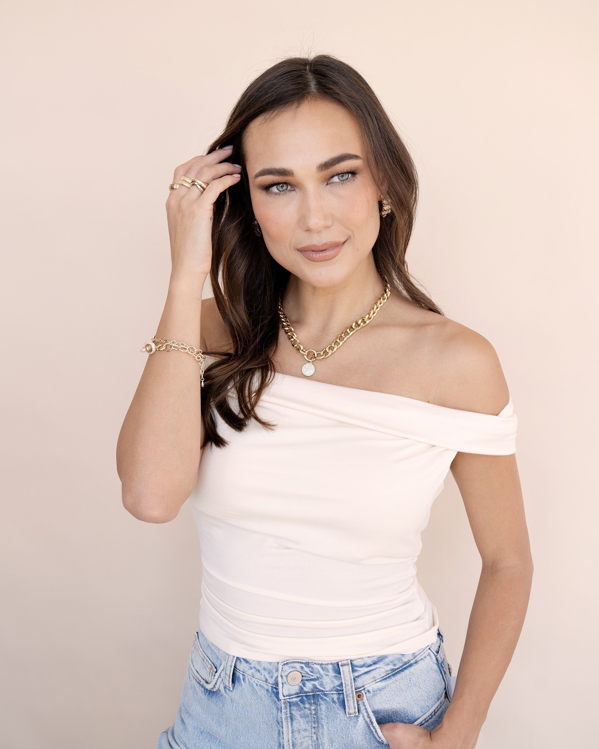 Crystal Disc Charm and Chain Necklace