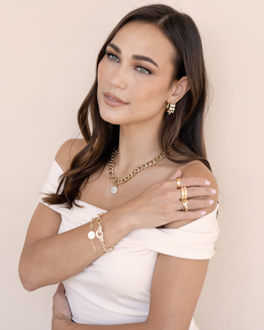 Crystal Disc Charm and Chain Necklace