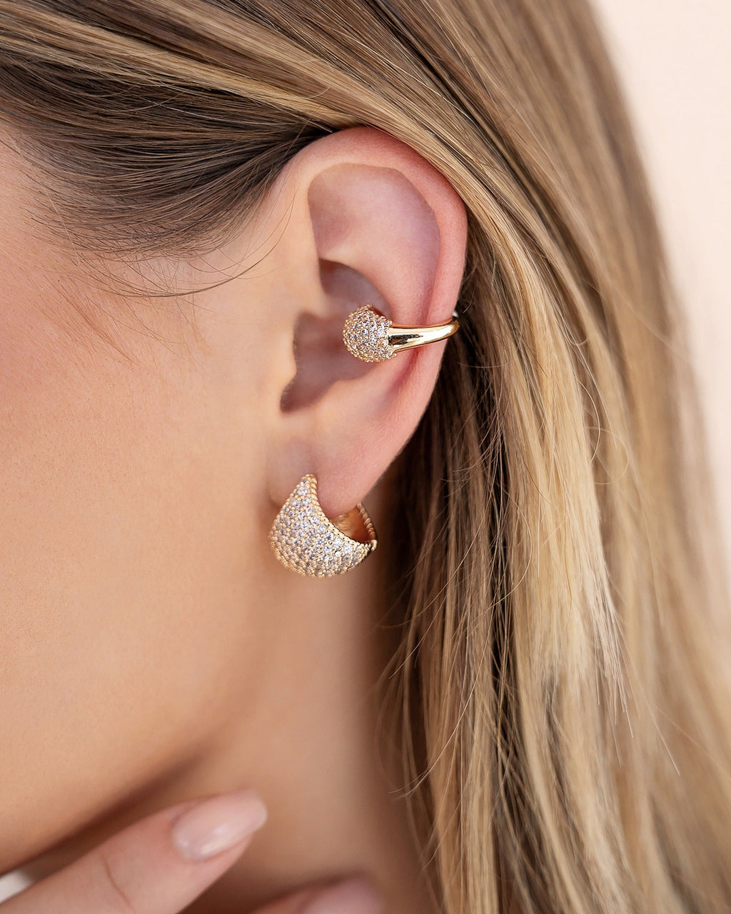 Pavé Encrusted Huggie Hoops