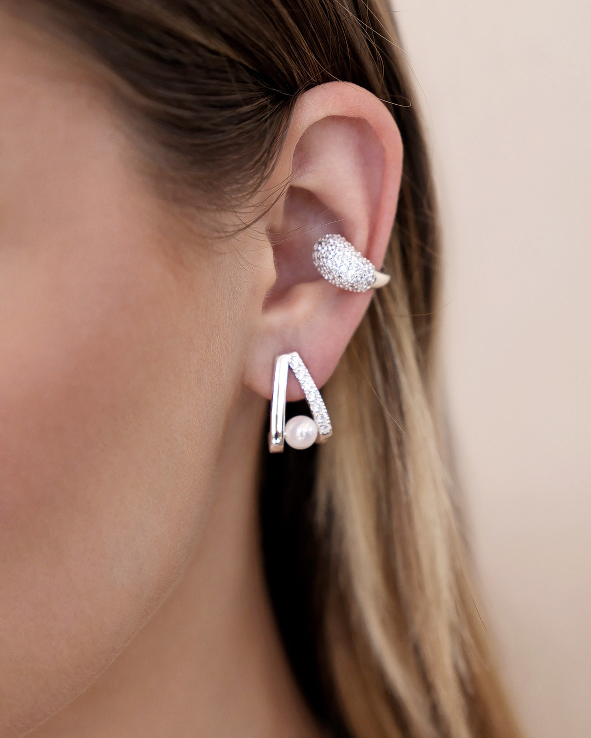 Pavé and Pearl Earrings