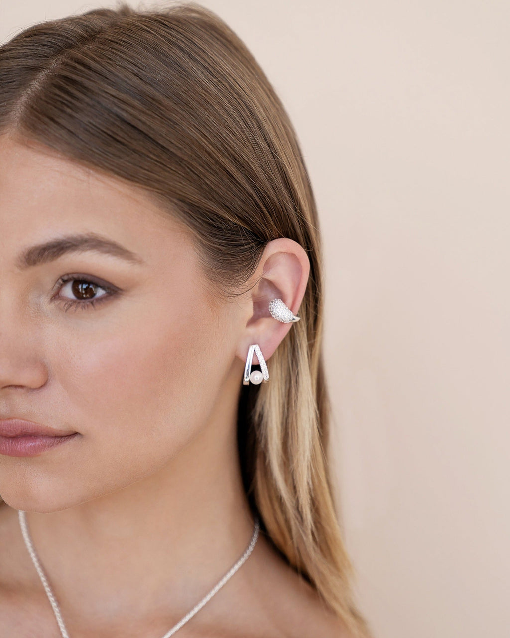 Pavé and Pearl Earrings