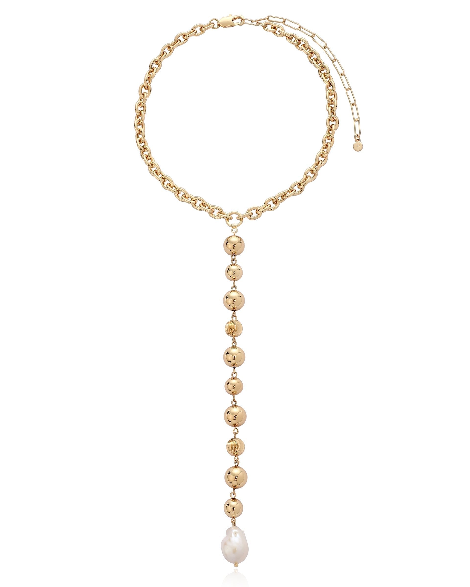Deep Drop Pearl Lariat Necklace