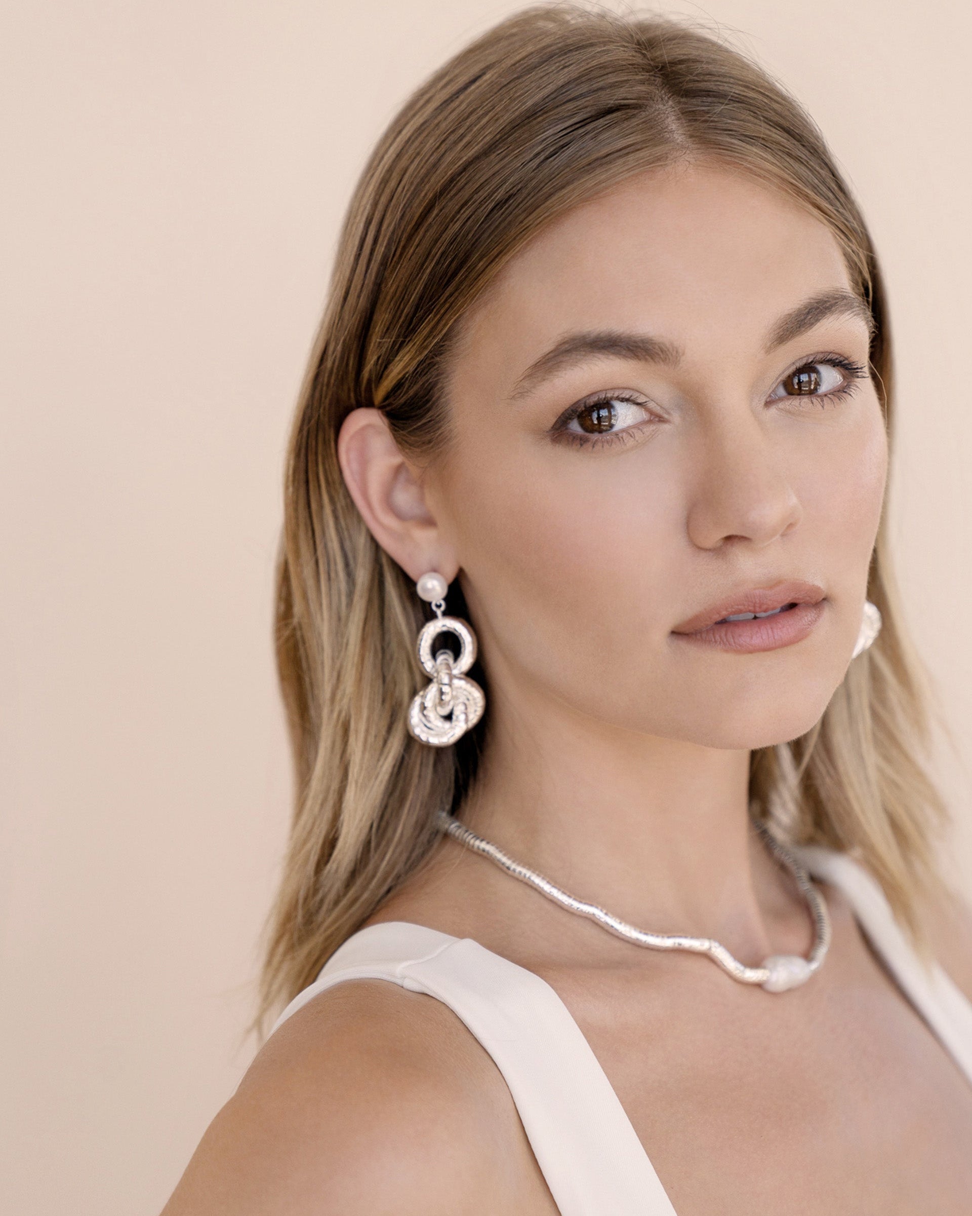 Liquid Gold Pearl Drop Earrings