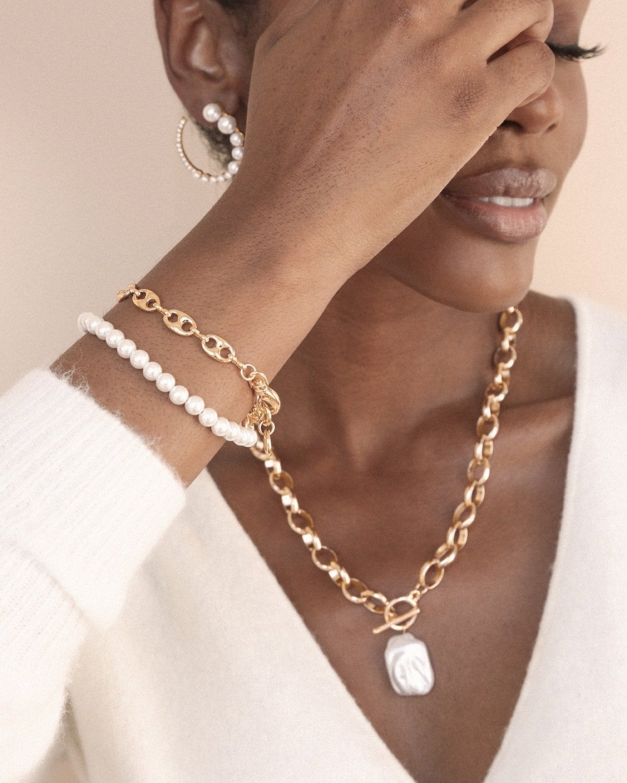 Pearl and Chain Wrap Bracelet