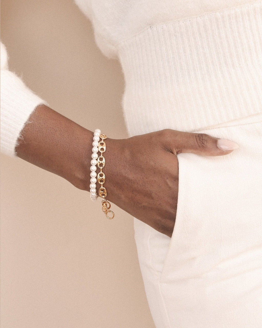 Pearl and Chain Wrap Bracelet
