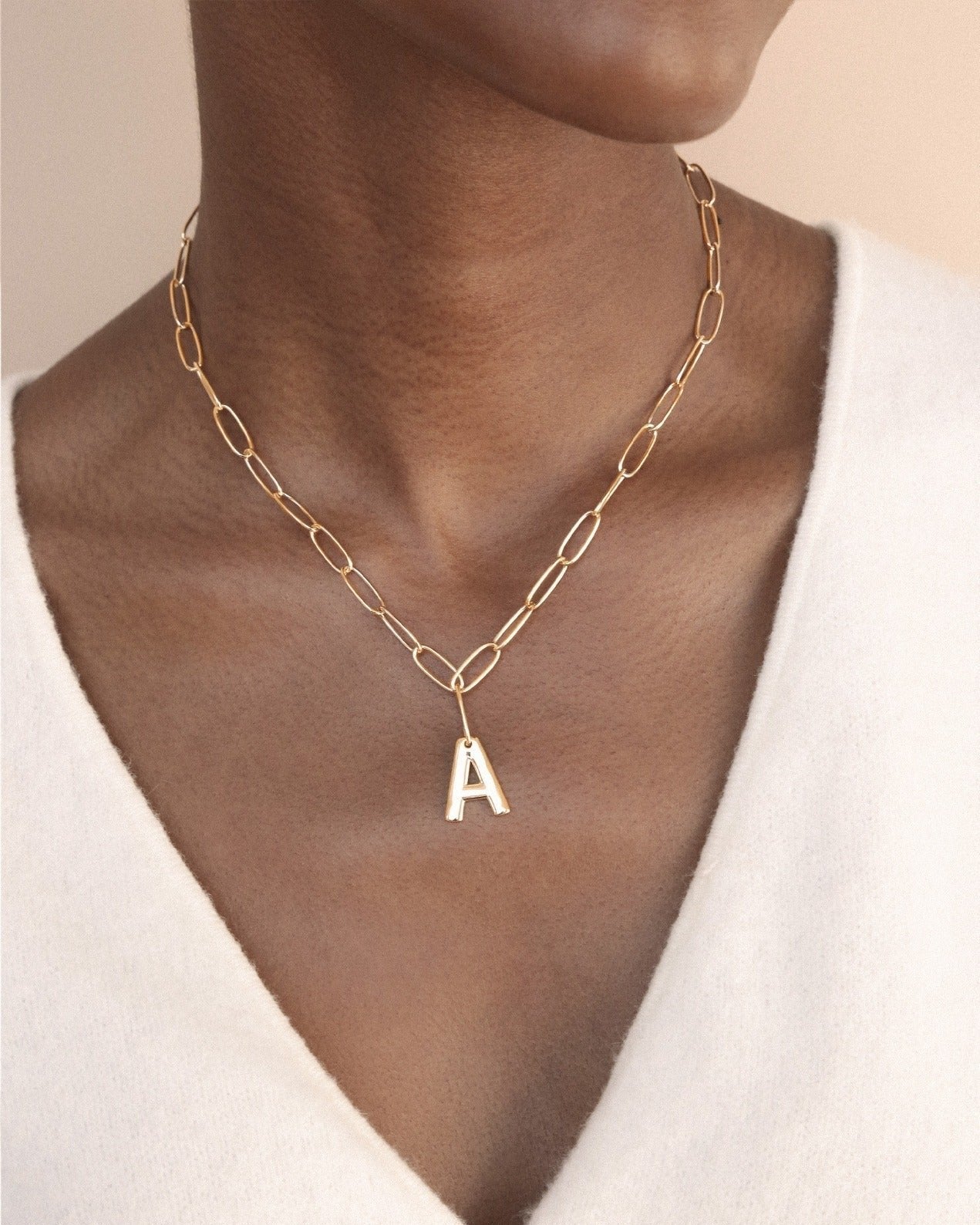 Paperclip Link Initial Necklace