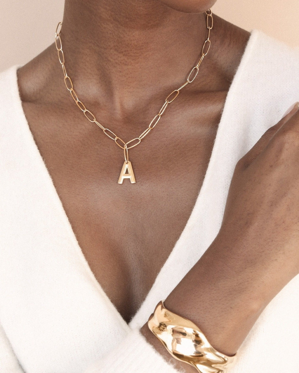 Paperclip Link Initial Necklace