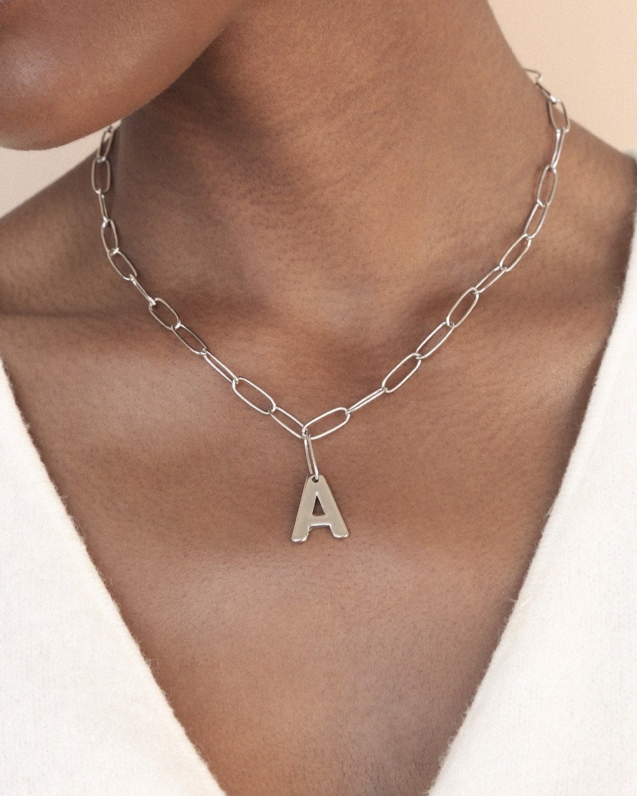 Paperclip Link Initial Necklace