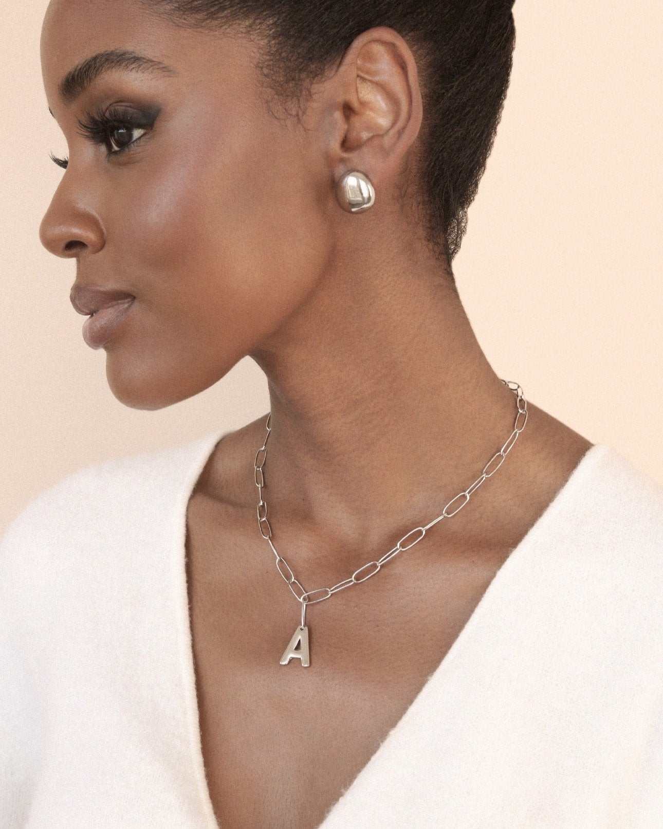 Paperclip Link Initial Necklace