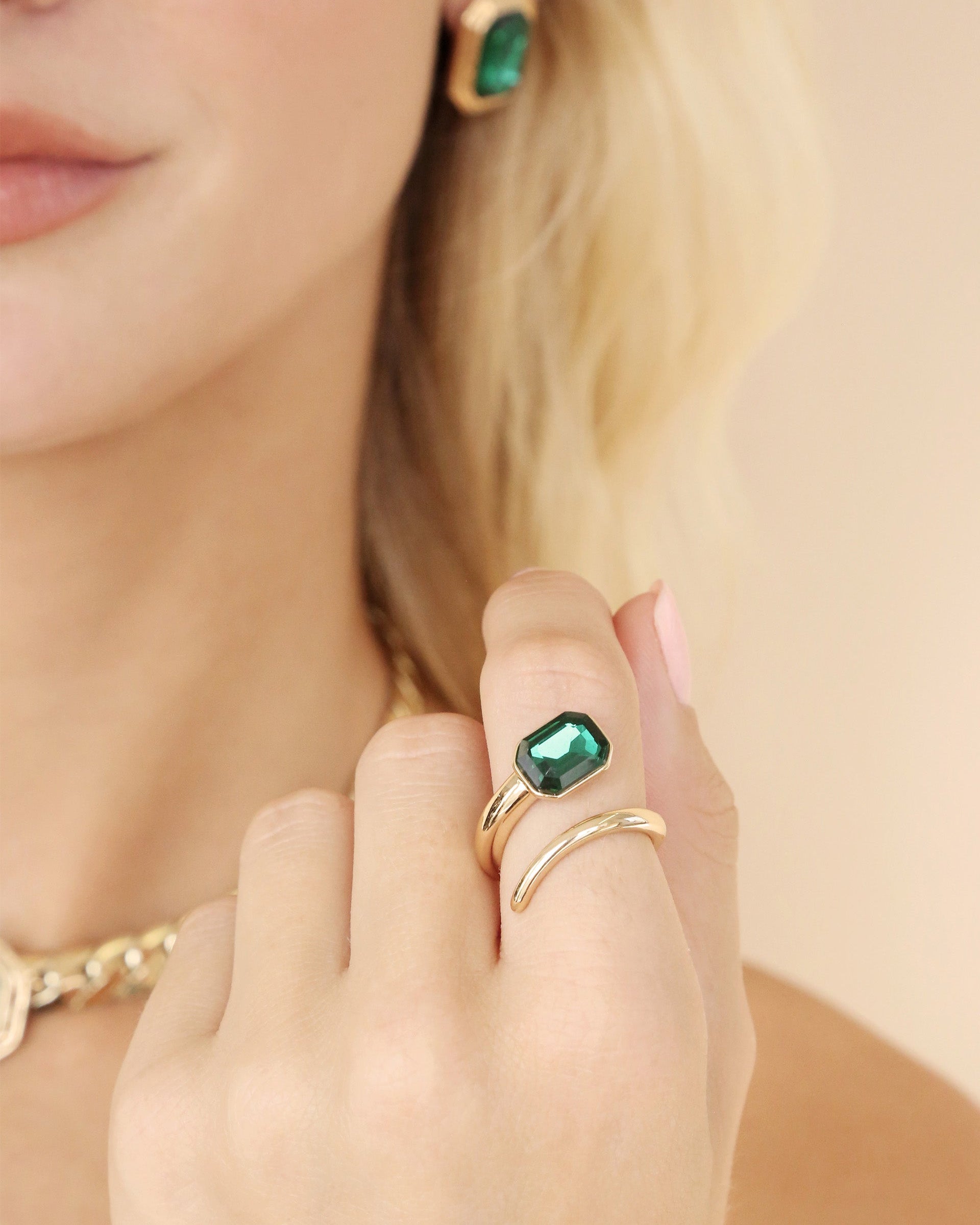 Emerald Deco Wrap Ring