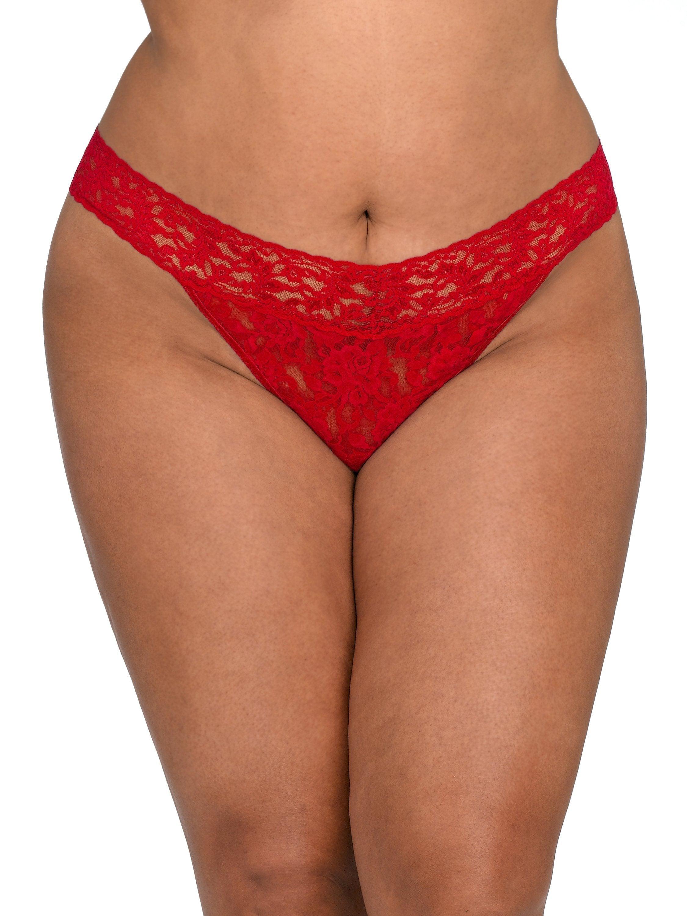 Signature Lace Original Rise Thong Red