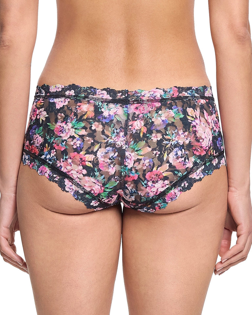 Printed Signature Lace Boyshort Dark Peonies