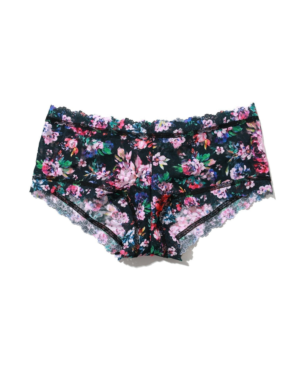 Printed Signature Lace Boyshort Dark Peonies