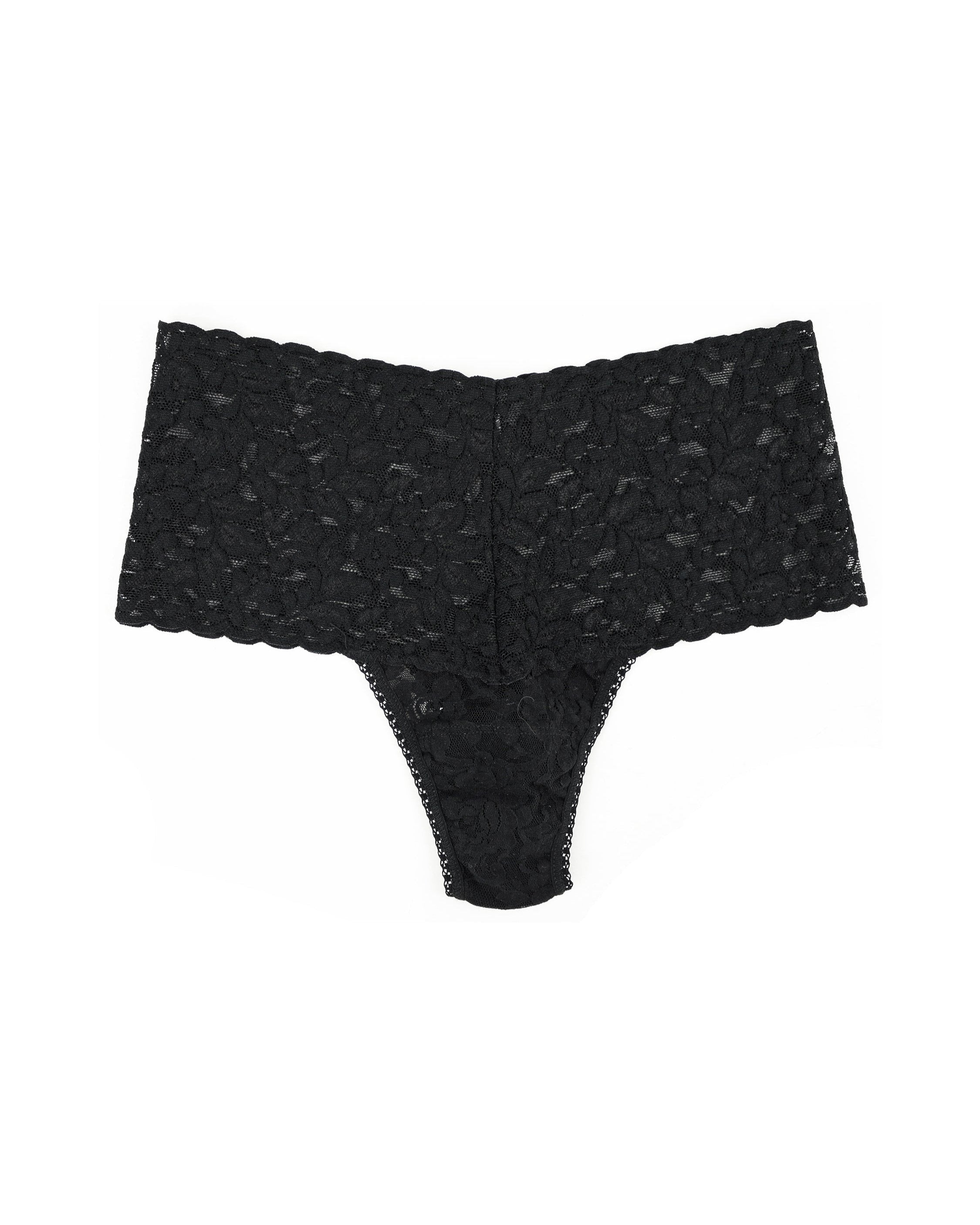 Retro Lace Thong Black