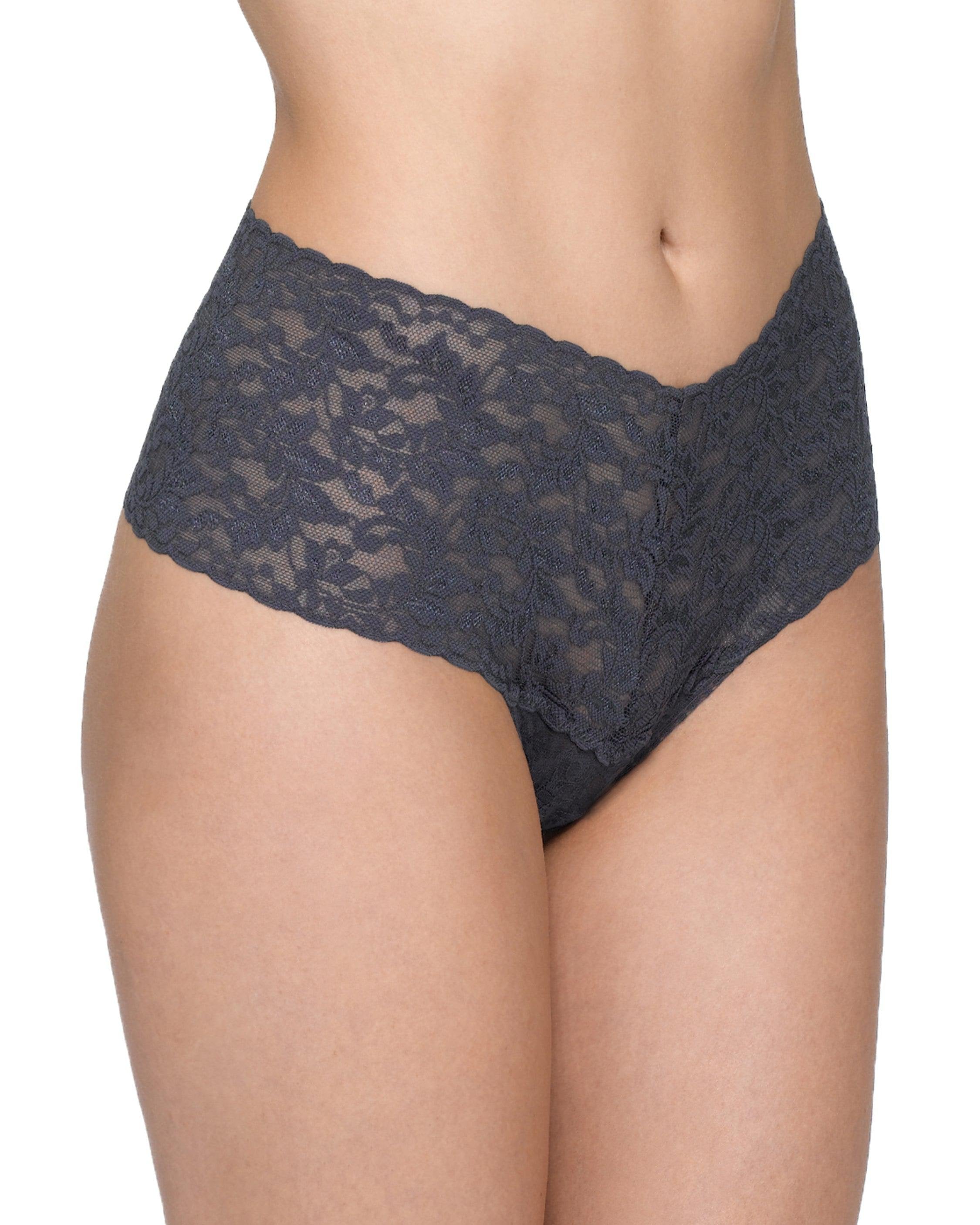 Retro Lace Thong Granite Grey