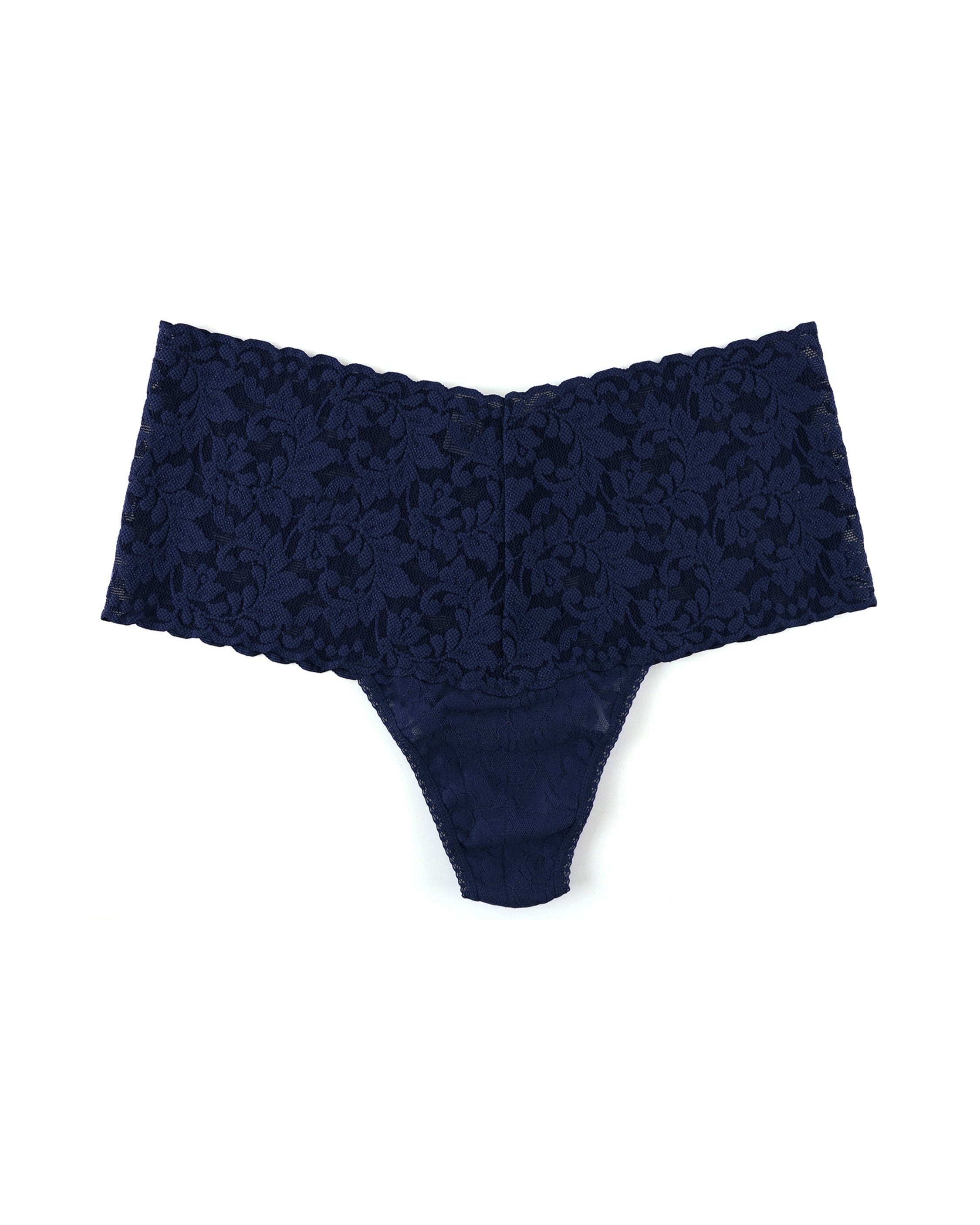 Retro Lace Thong Navy