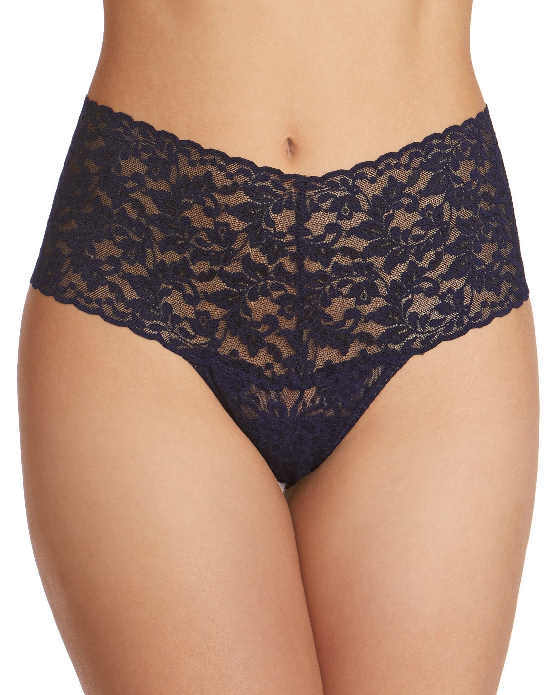 Retro Lace Thong Navy