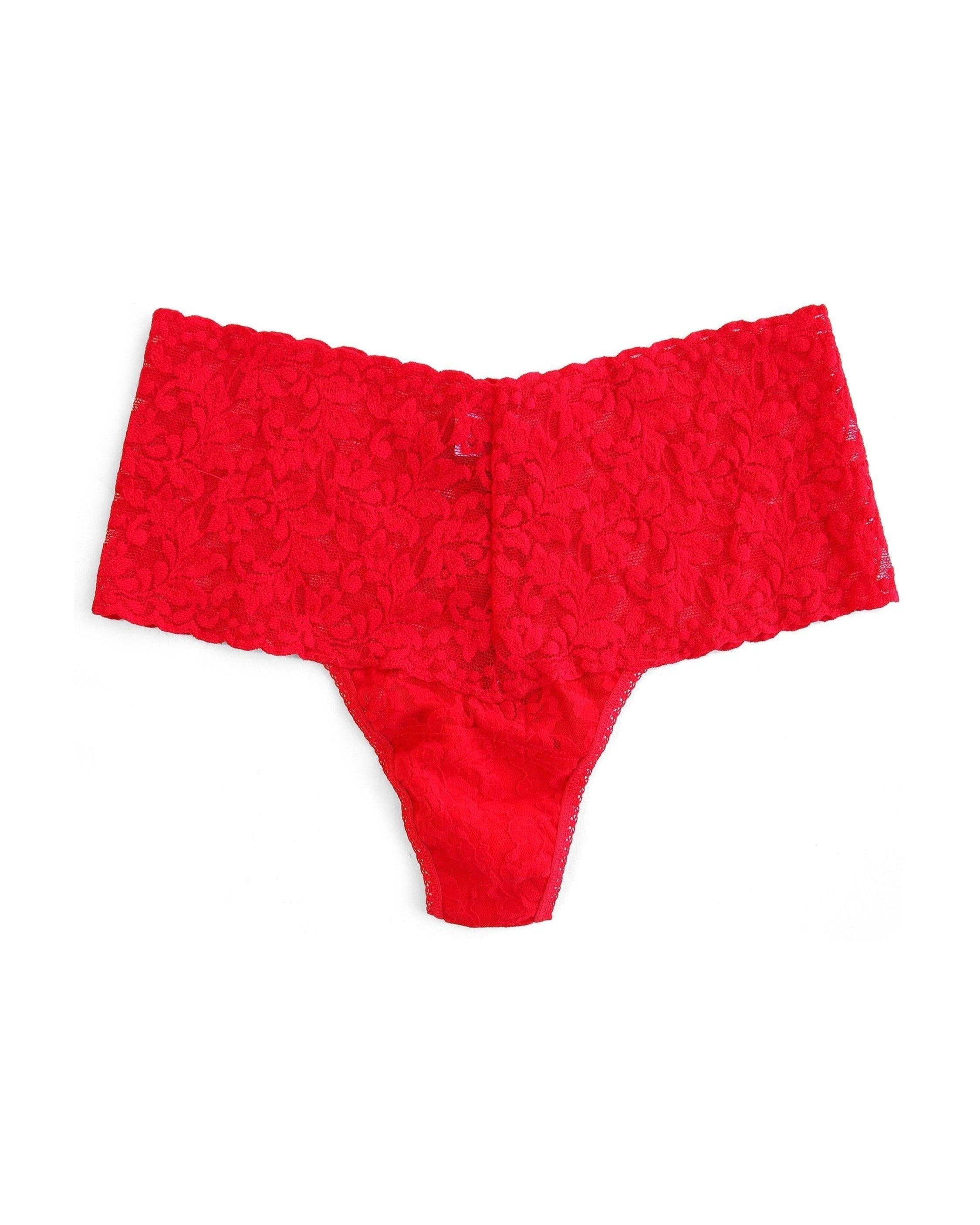 Retro Lace Thong Red