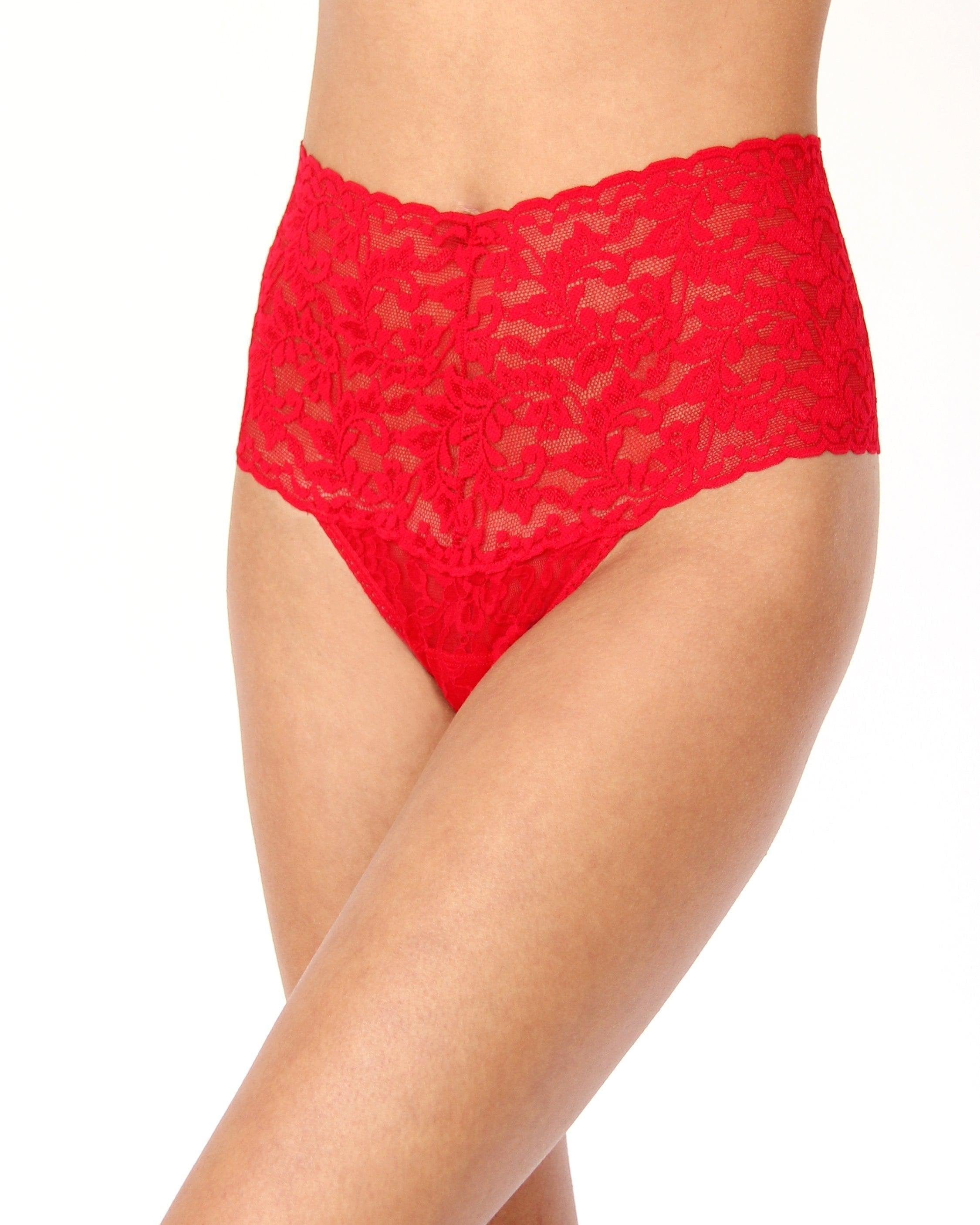 Retro Lace Thong Red