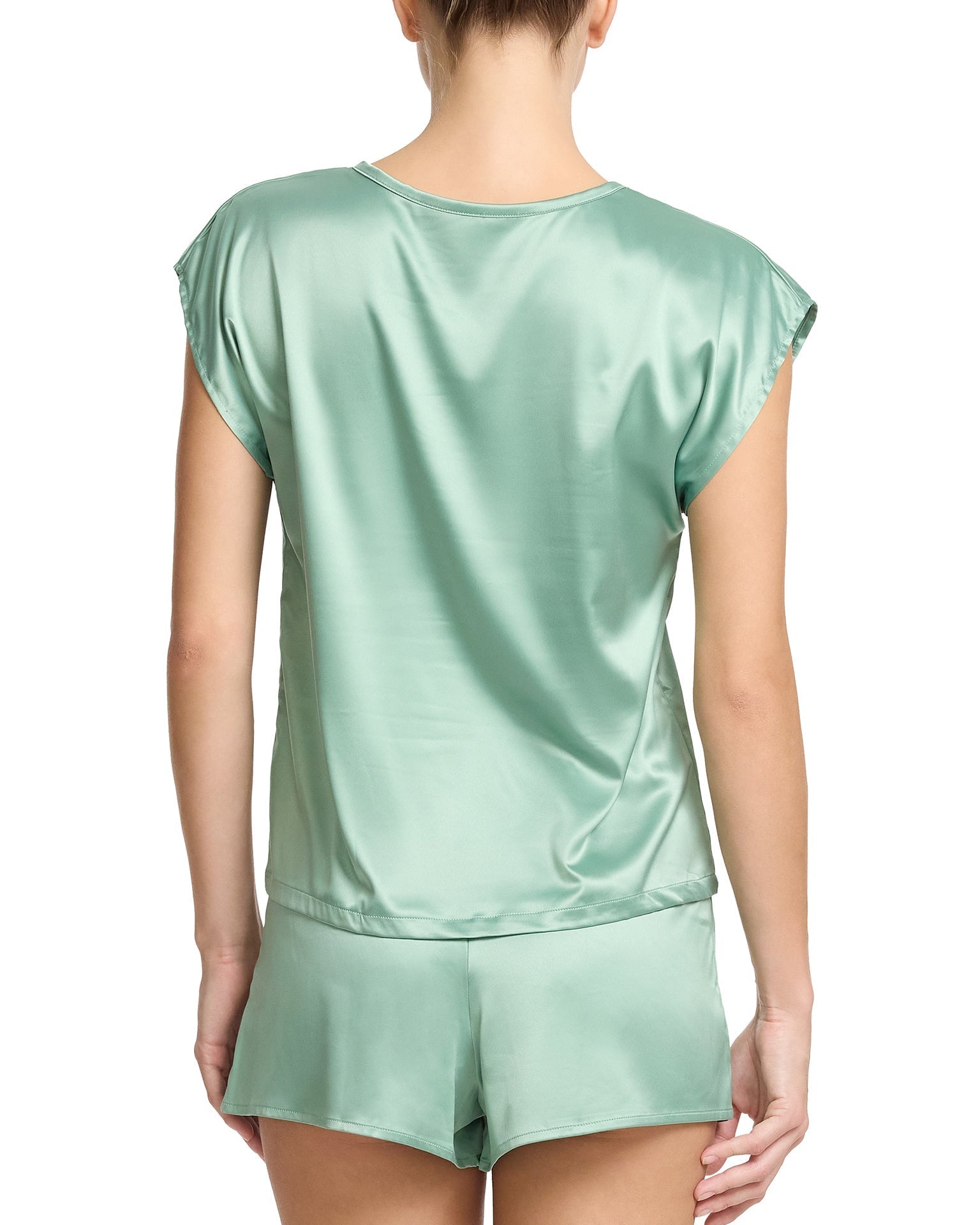 Satin Sleep Cap Sleeve Tee Green Tea