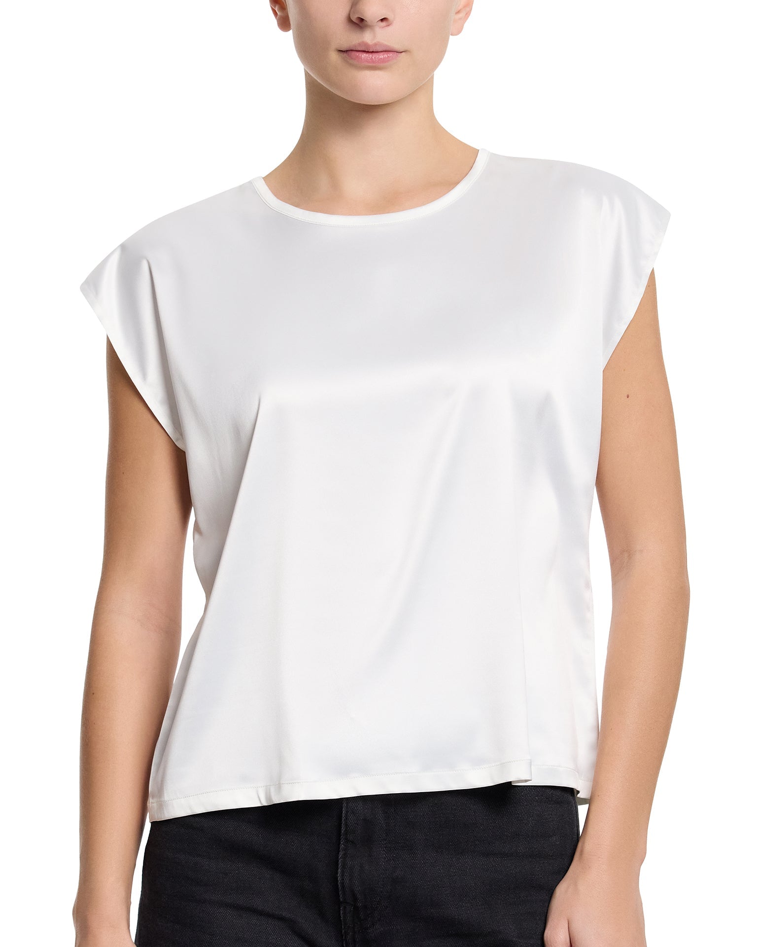 Satin Sleep Cap Sleeve Tee Light Ivory