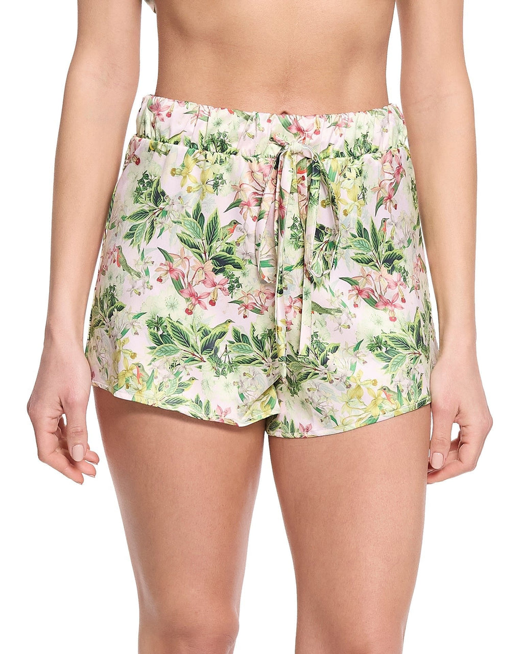 Satin Sleep Drawstring Short French Garden