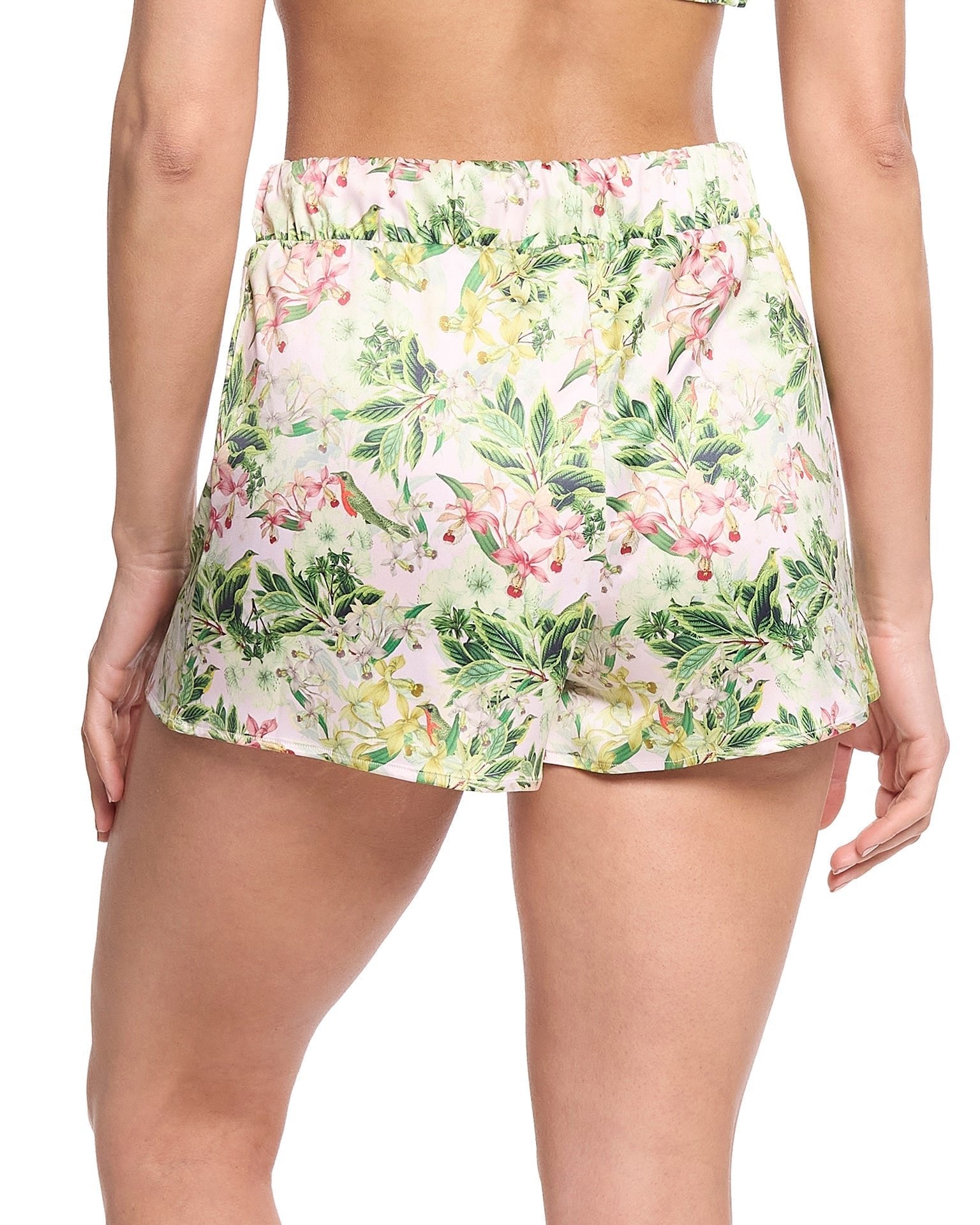 Satin Sleep Drawstring Short French Garden