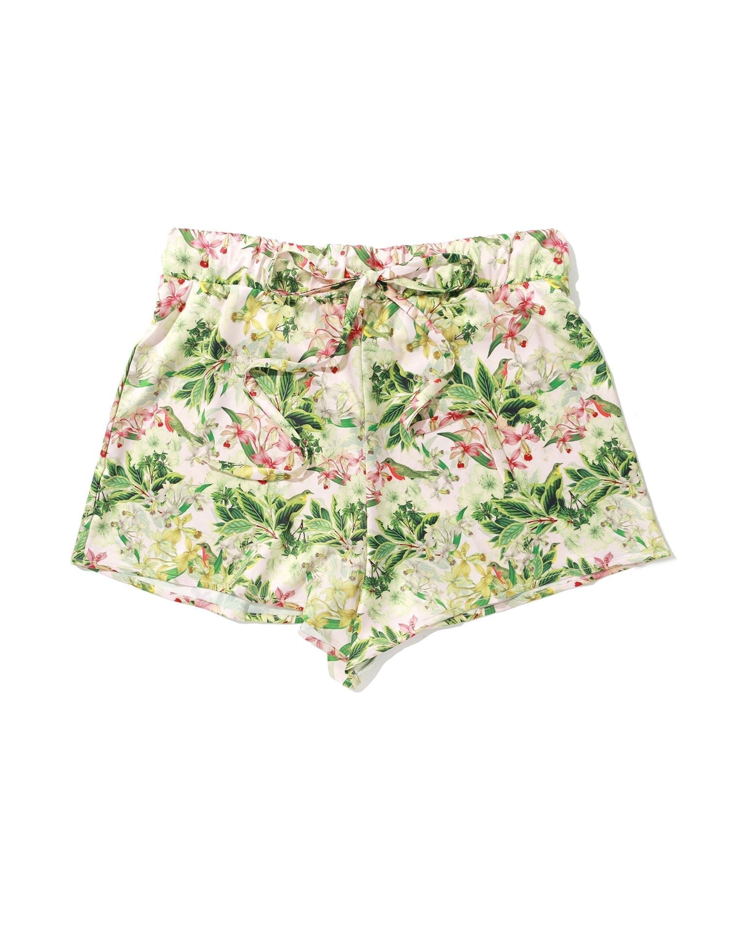 Satin Sleep Drawstring Short French Garden
