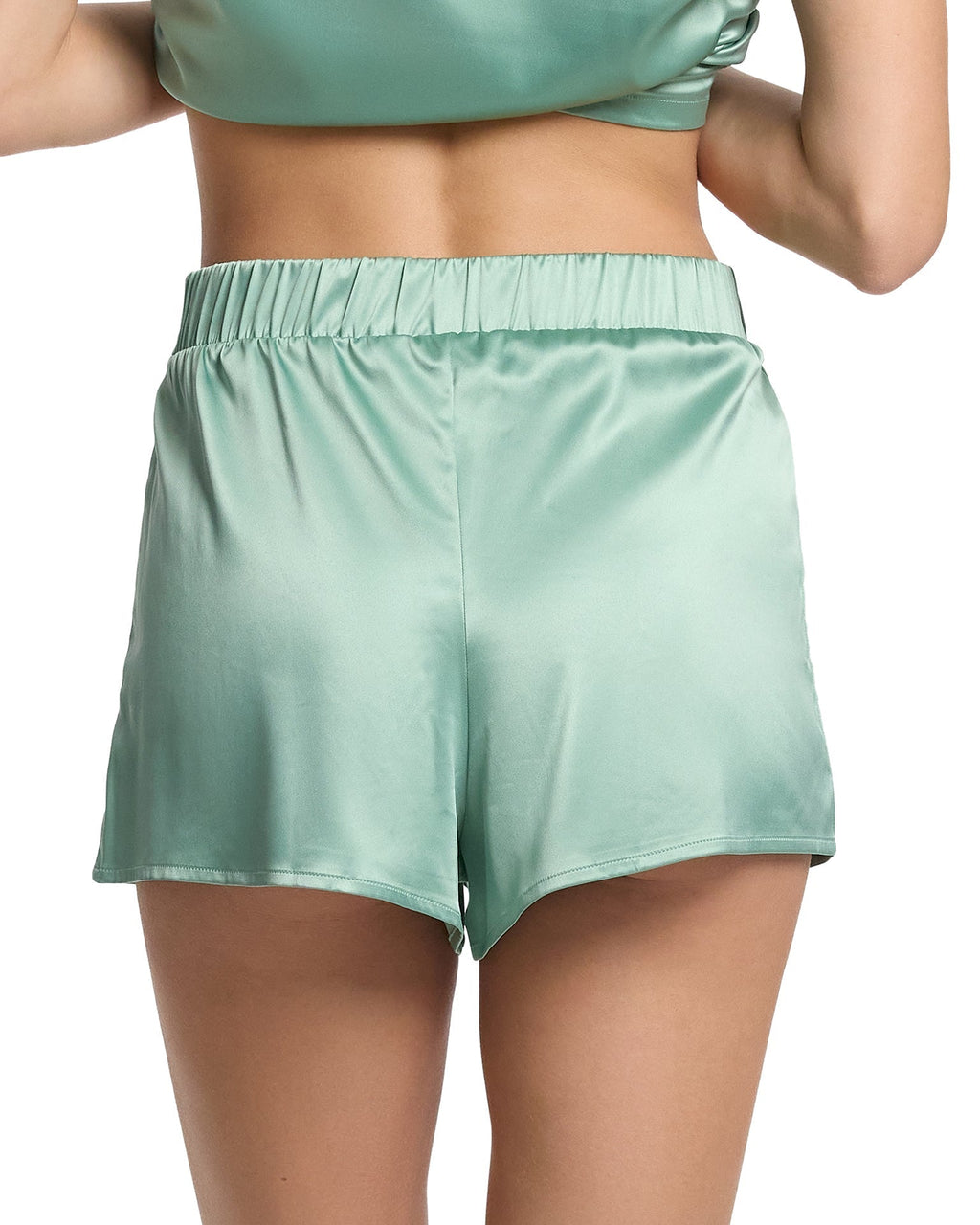 Satin Sleep Drawstring Short Green Tea
