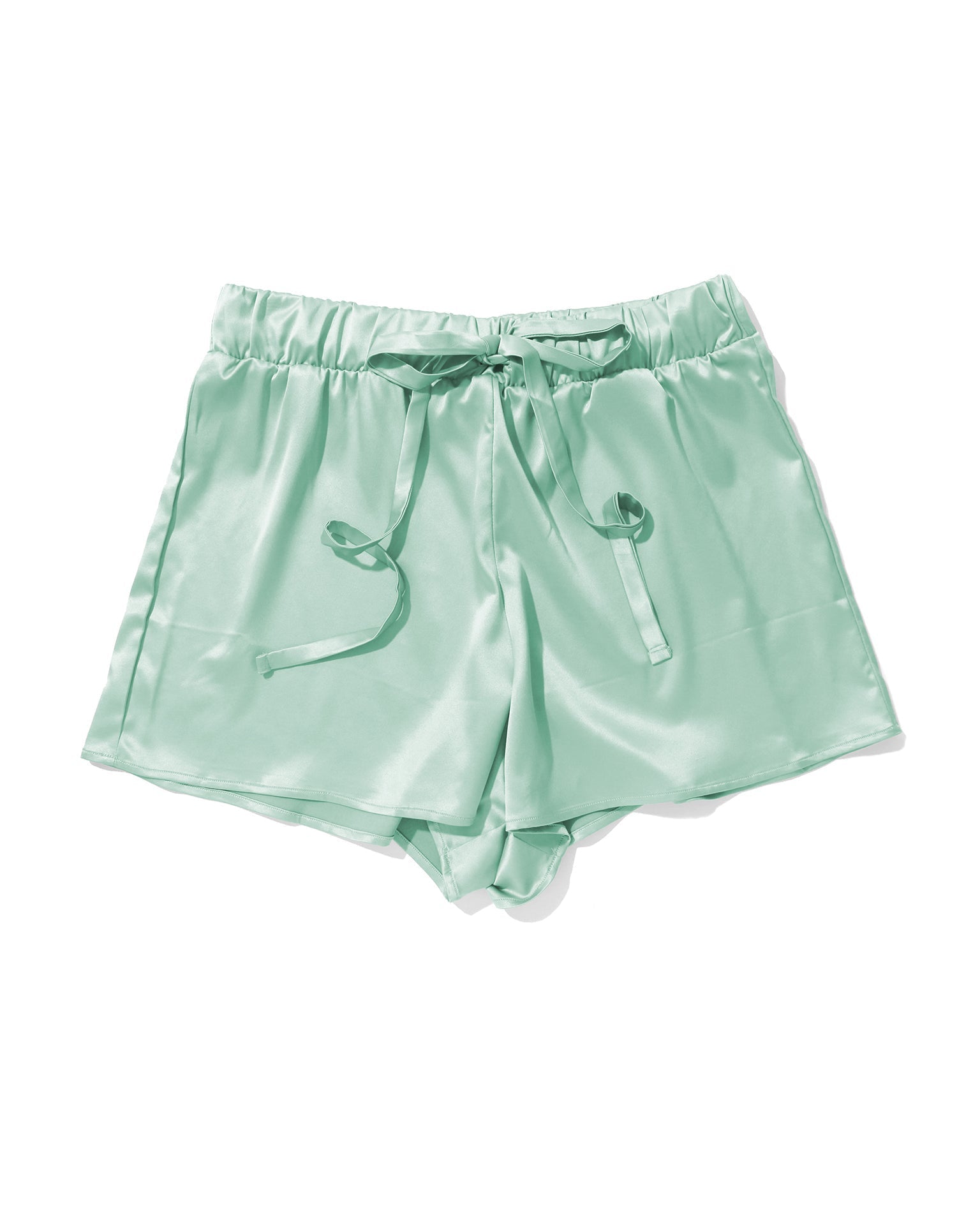 Satin Sleep Drawstring Short Green Tea