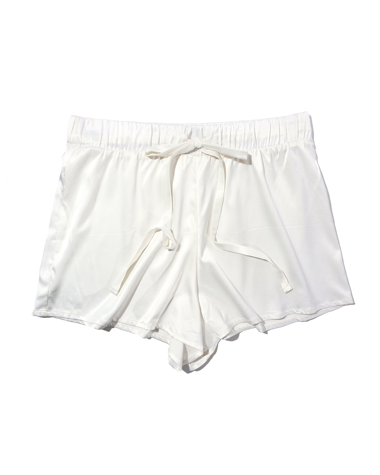 Satin Sleep Drawstring Short Light Ivory