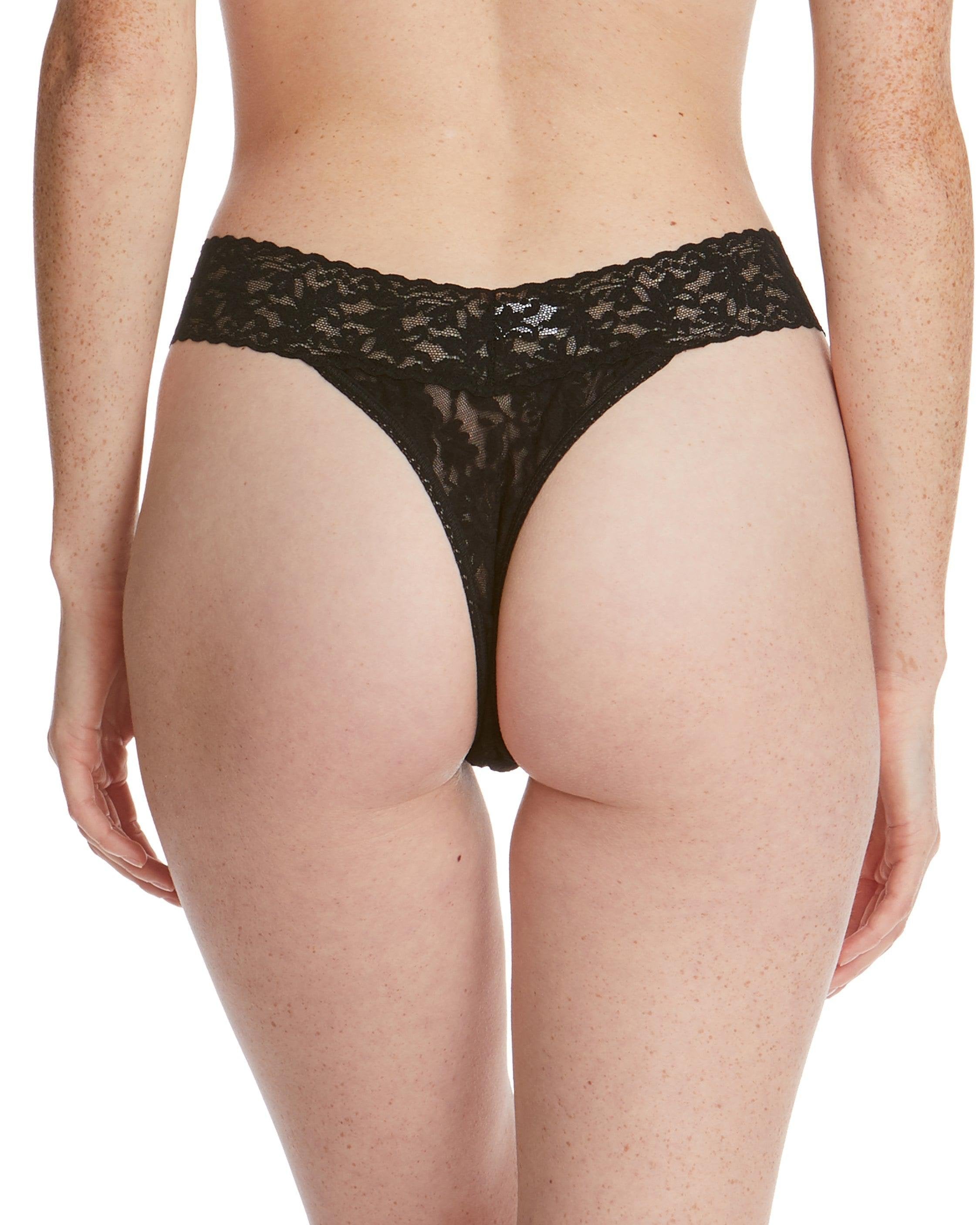 Signature Lace Original Rise Thong Black