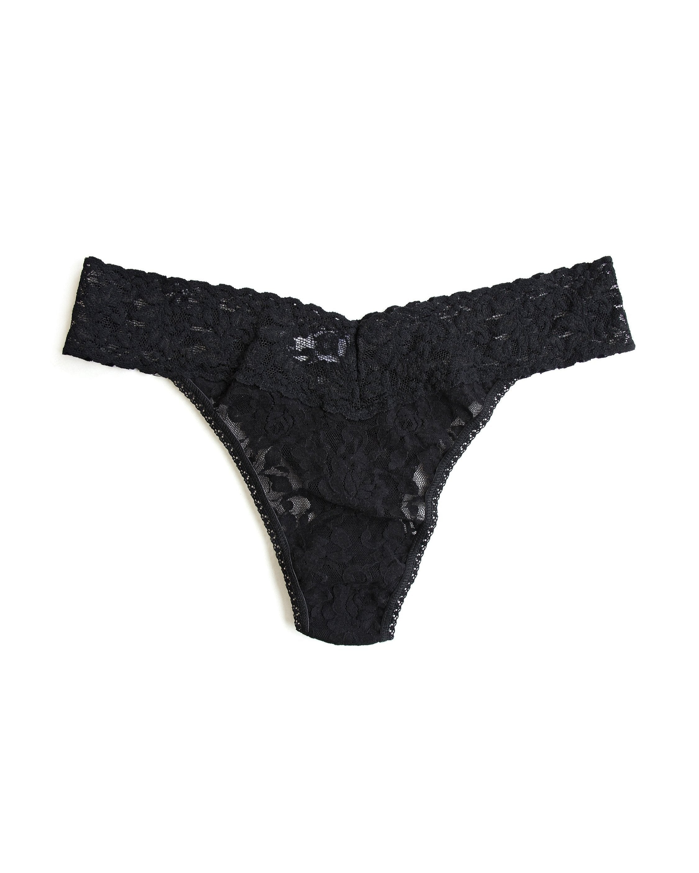 Signature Lace Original Rise Thong Black