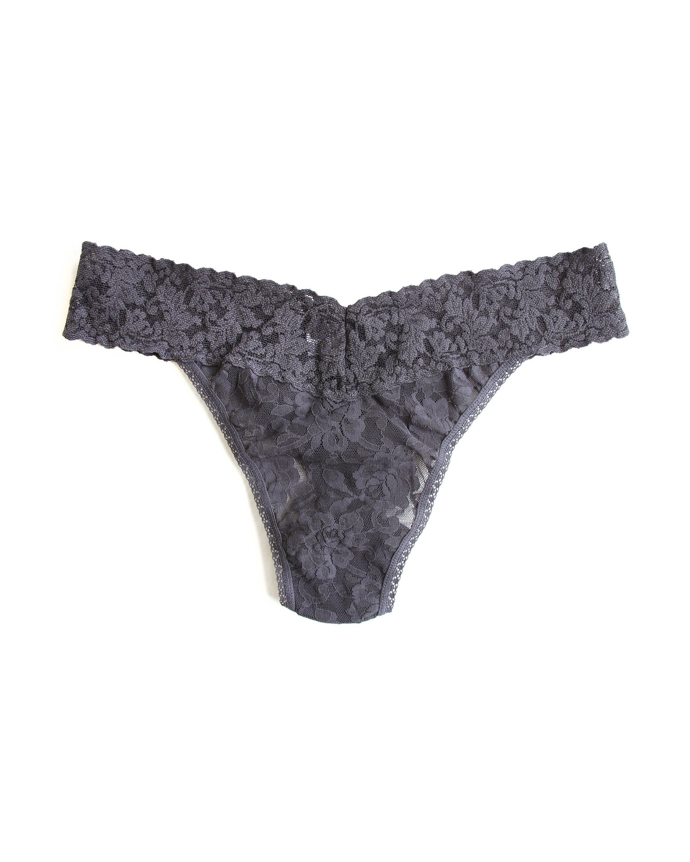 Signature Lace Original Rise Thong Granite Grey