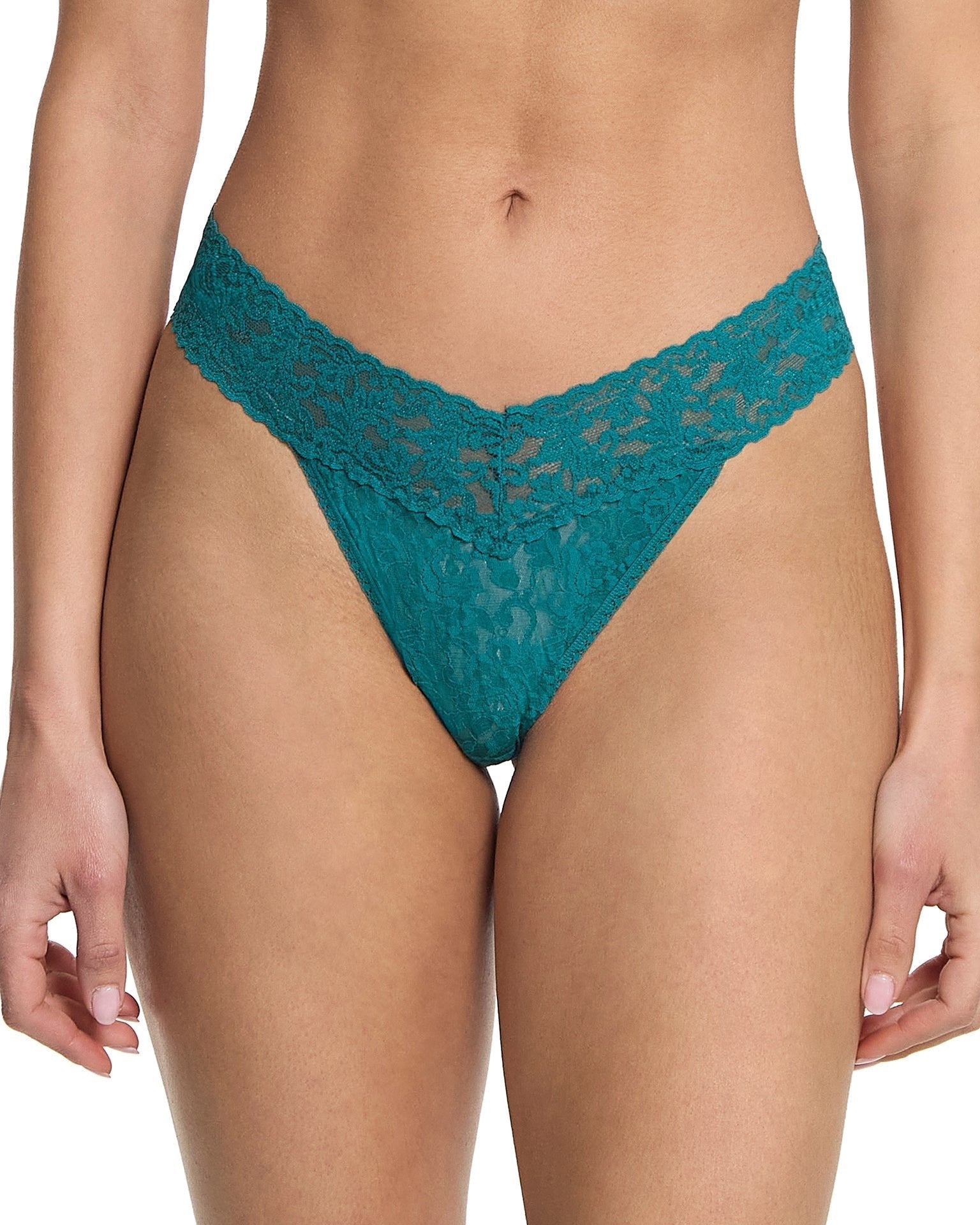 Signature Lace Original Rise Thong Northern Lights Green