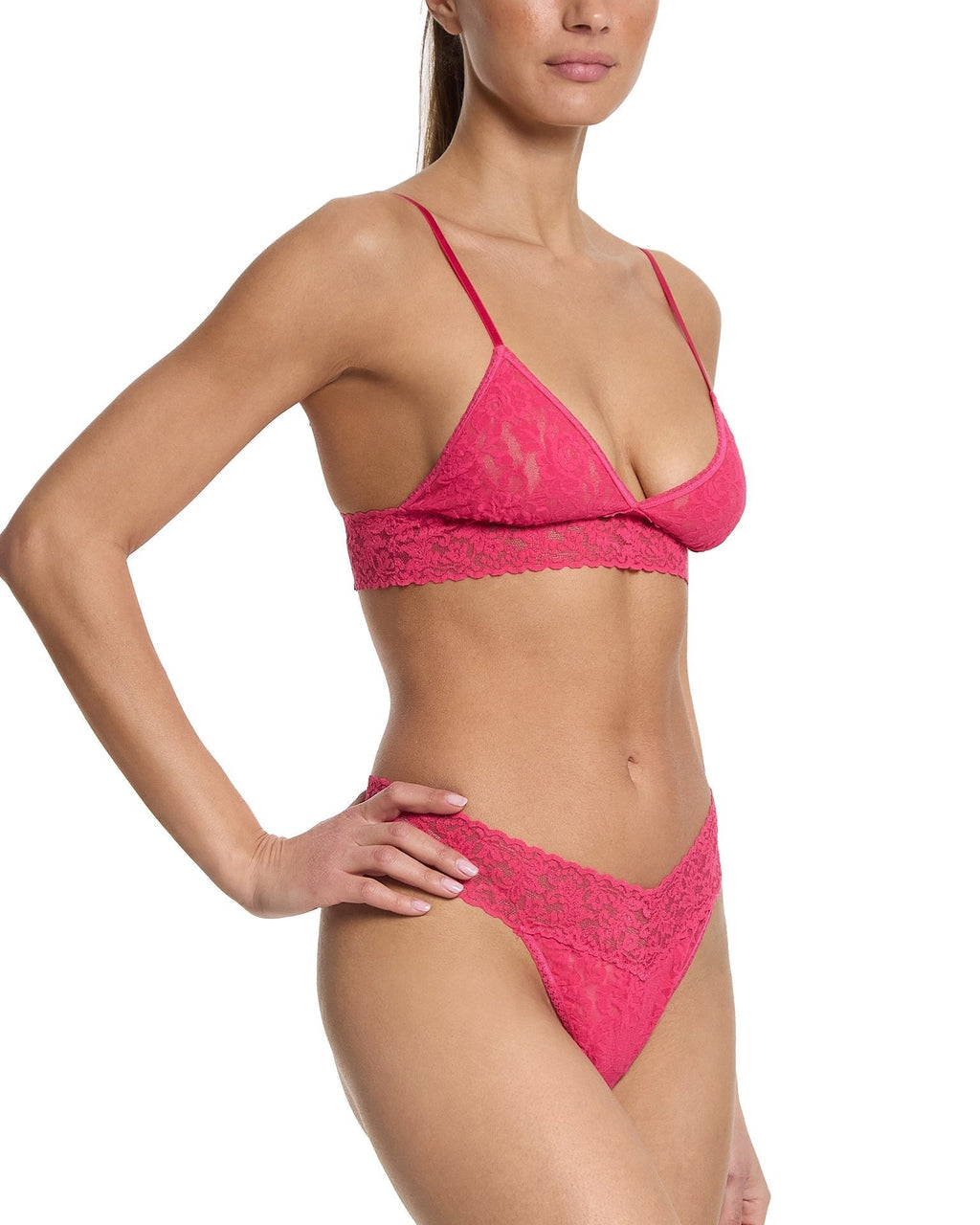 Signature Lace Original Rise Thong Sweet Tart Pink