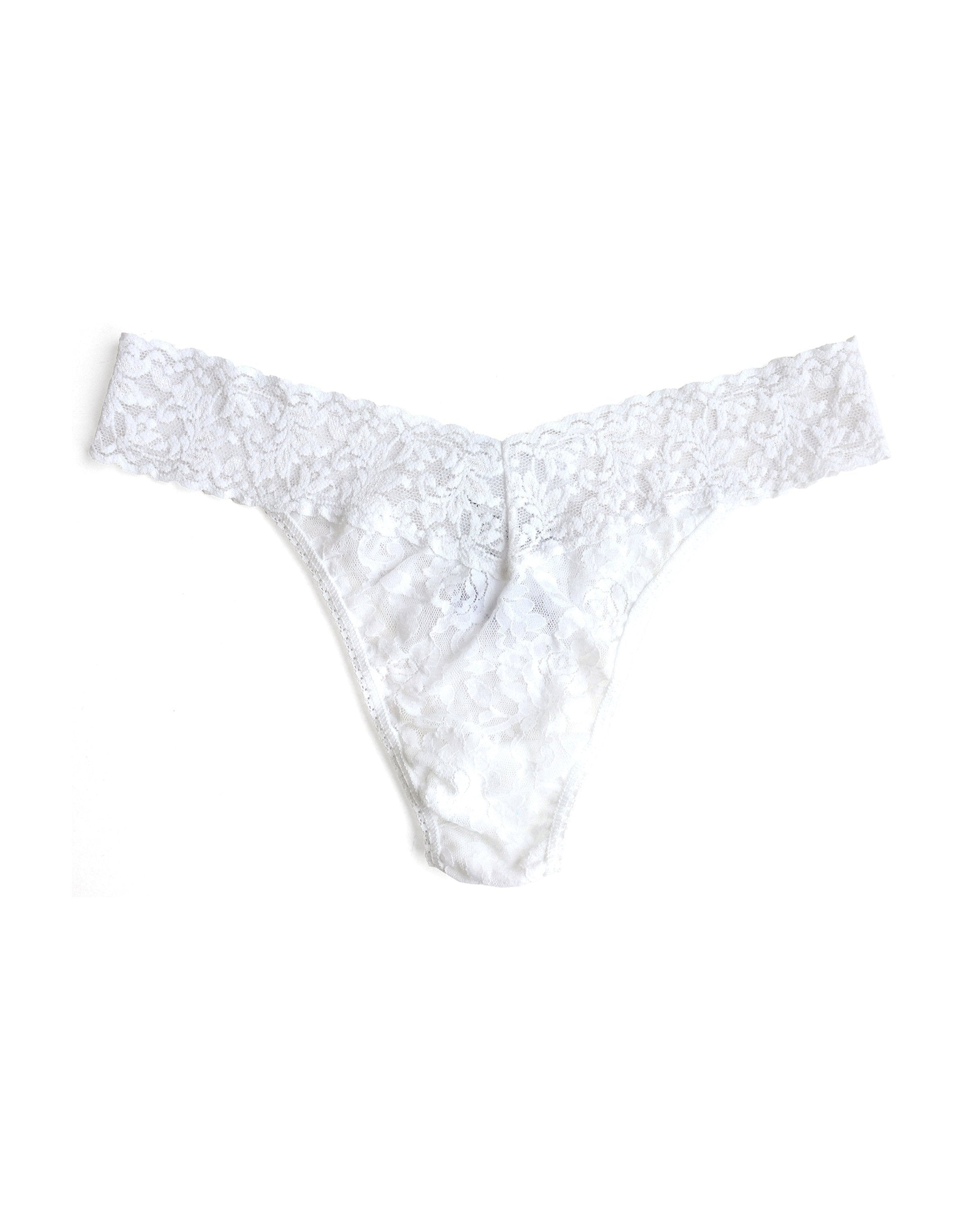 Signature Lace Original Rise Thong White