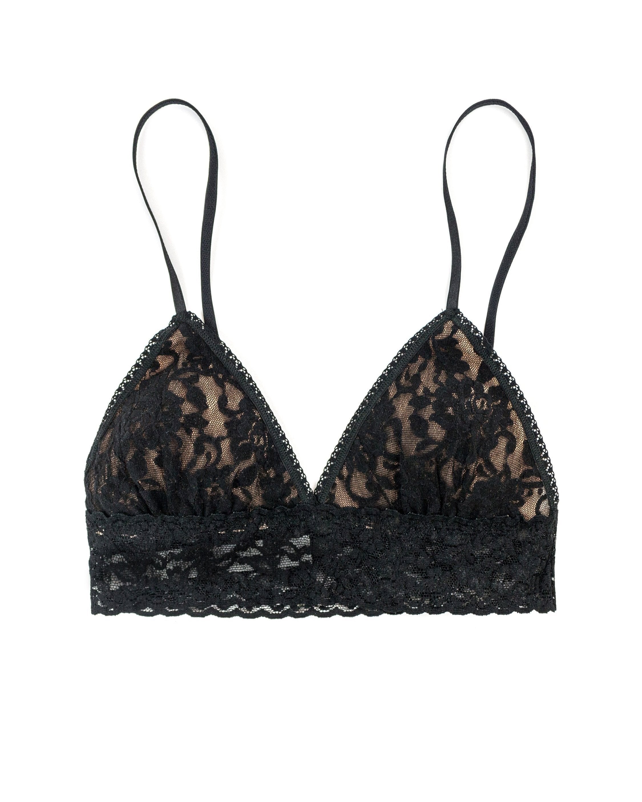 Signature Lace Padded Triangle Bralette Black
