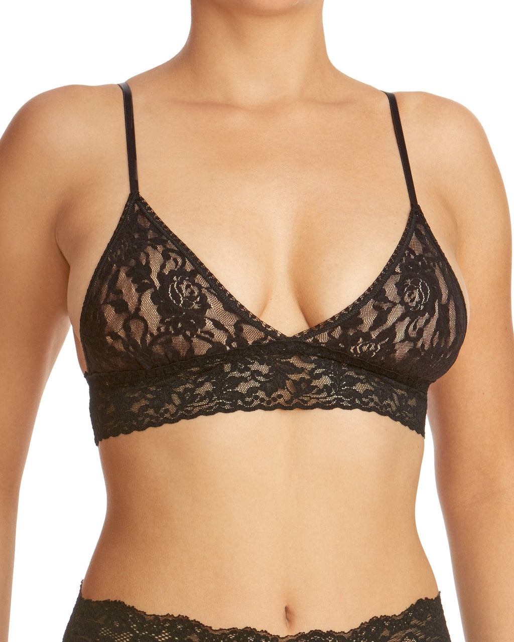 Signature Lace Padded Triangle Bralette Black