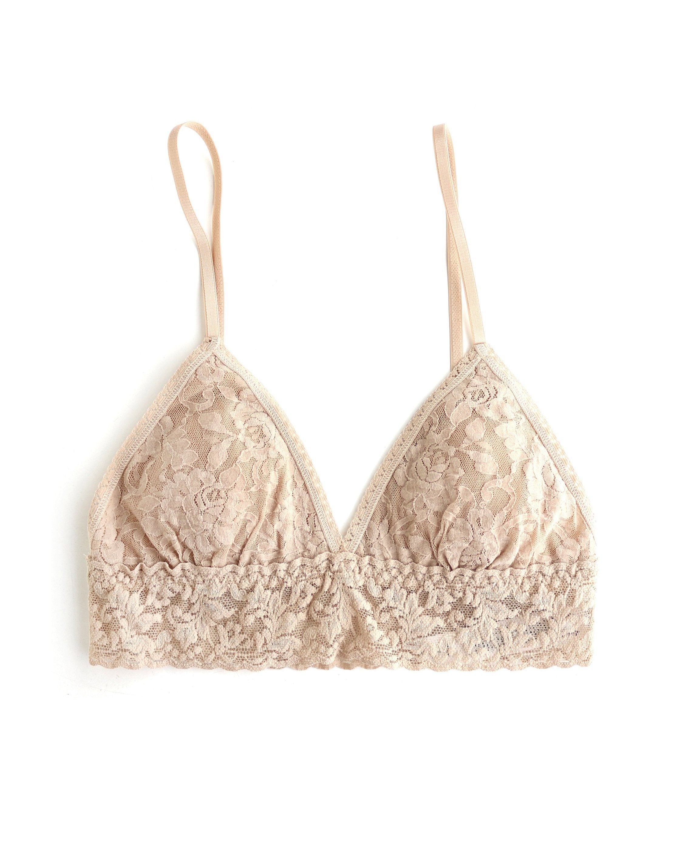 Signature Lace Padded Triangle Bralette Chai