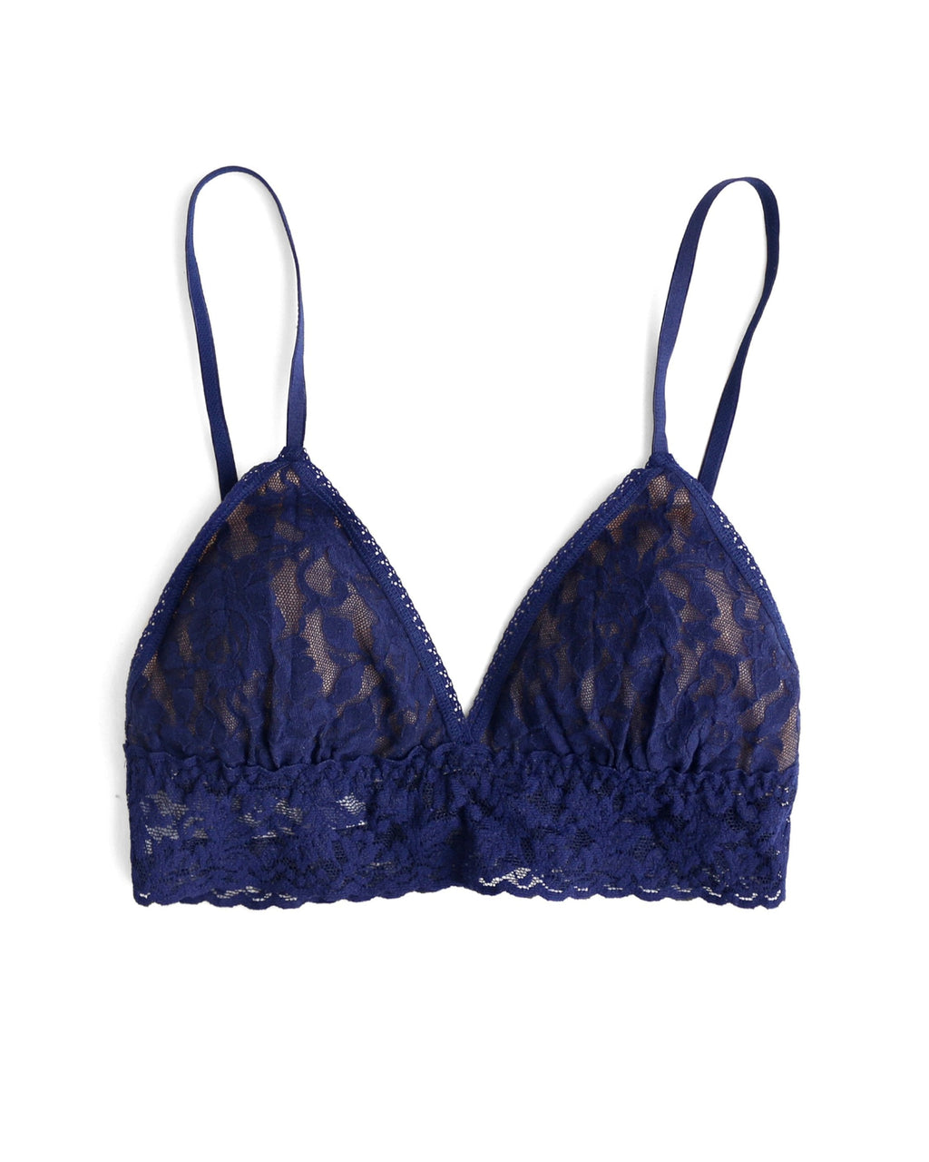 Signature Lace Padded Triangle Bralette Navy