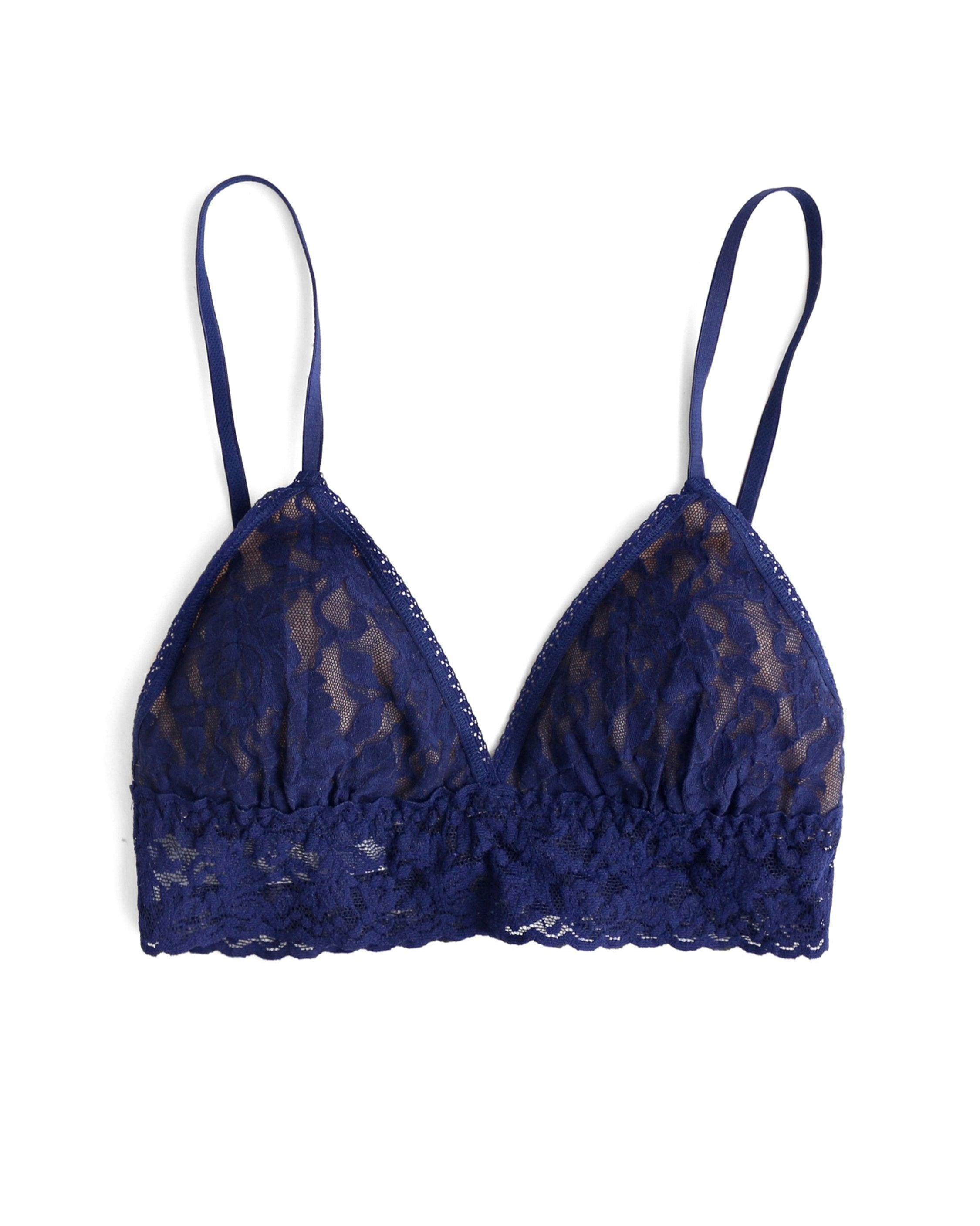 Signature Lace Padded Triangle Bralette Navy