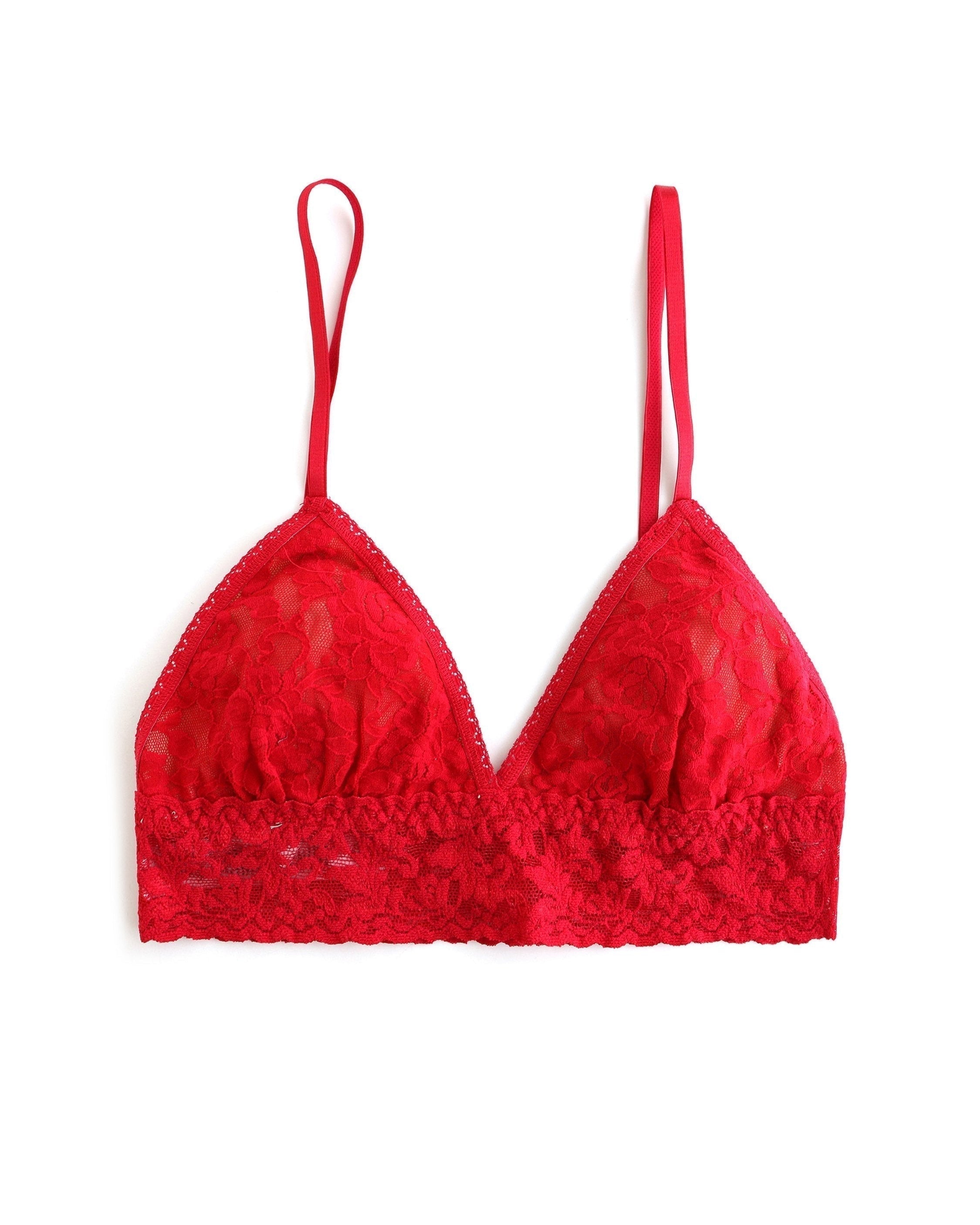 Signature Lace Padded Triangle Bralette Red