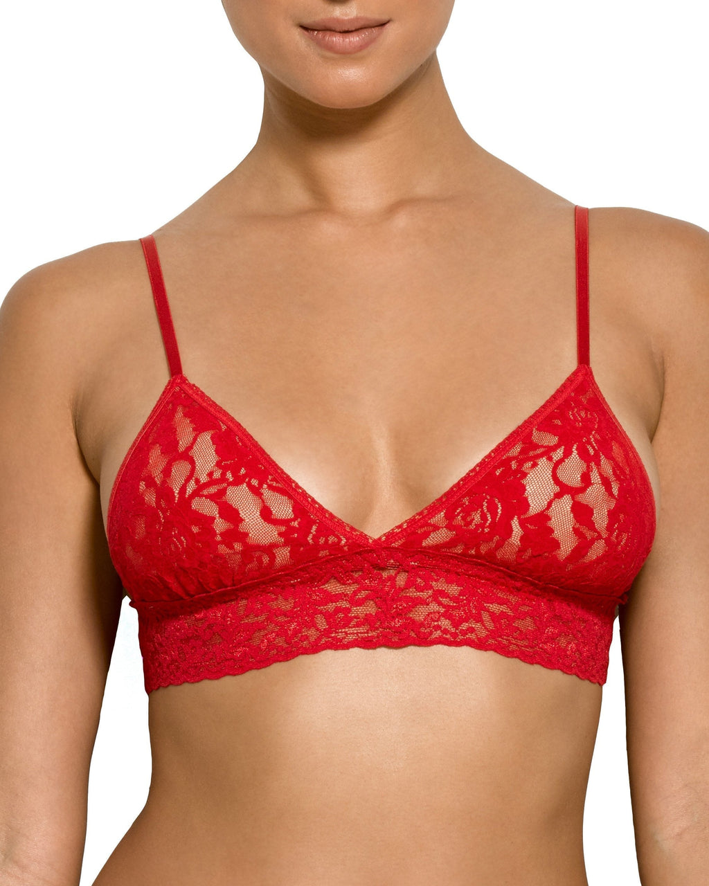Signature Lace Padded Triangle Bralette Red