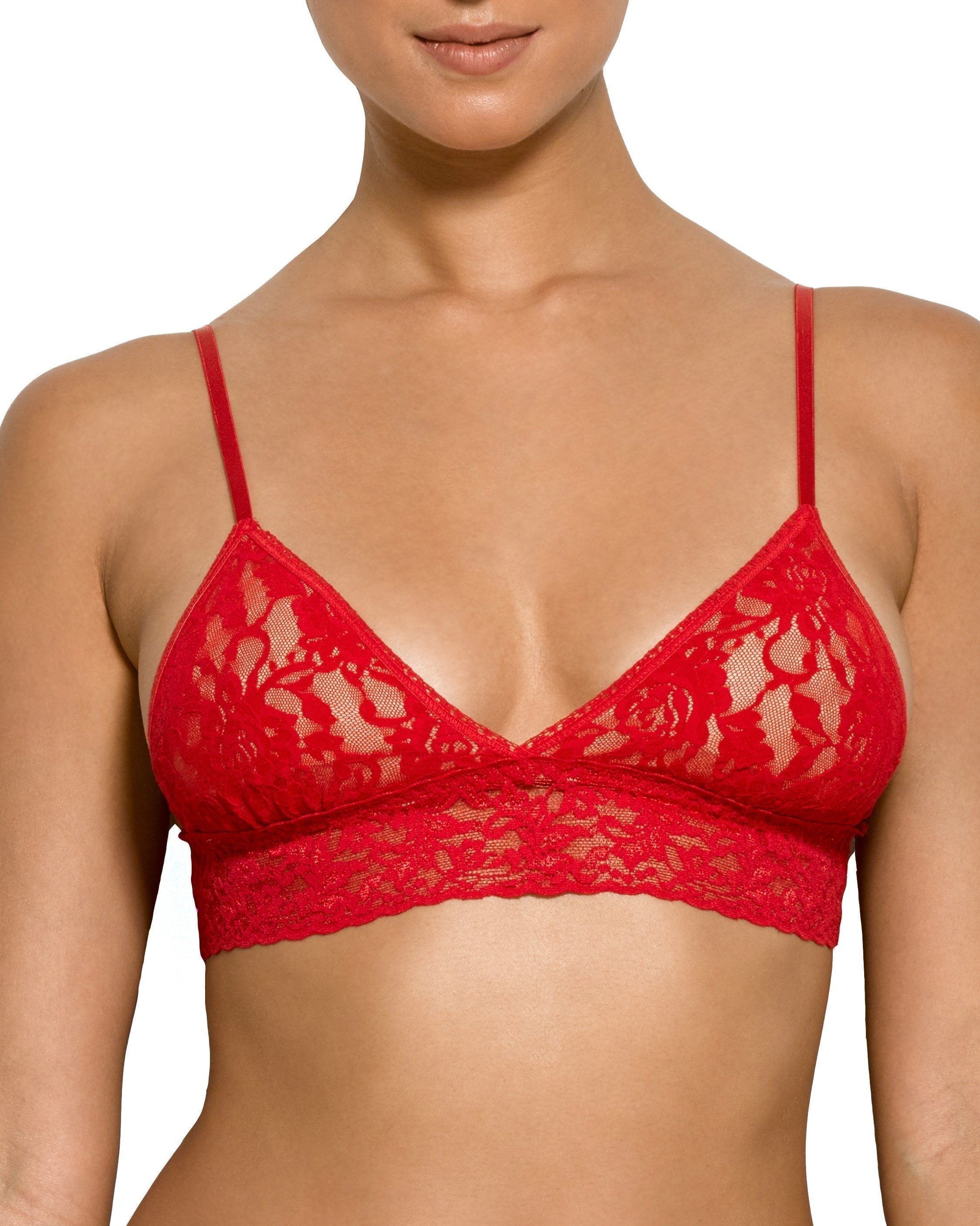 Signature Lace Padded Triangle Bralette Red