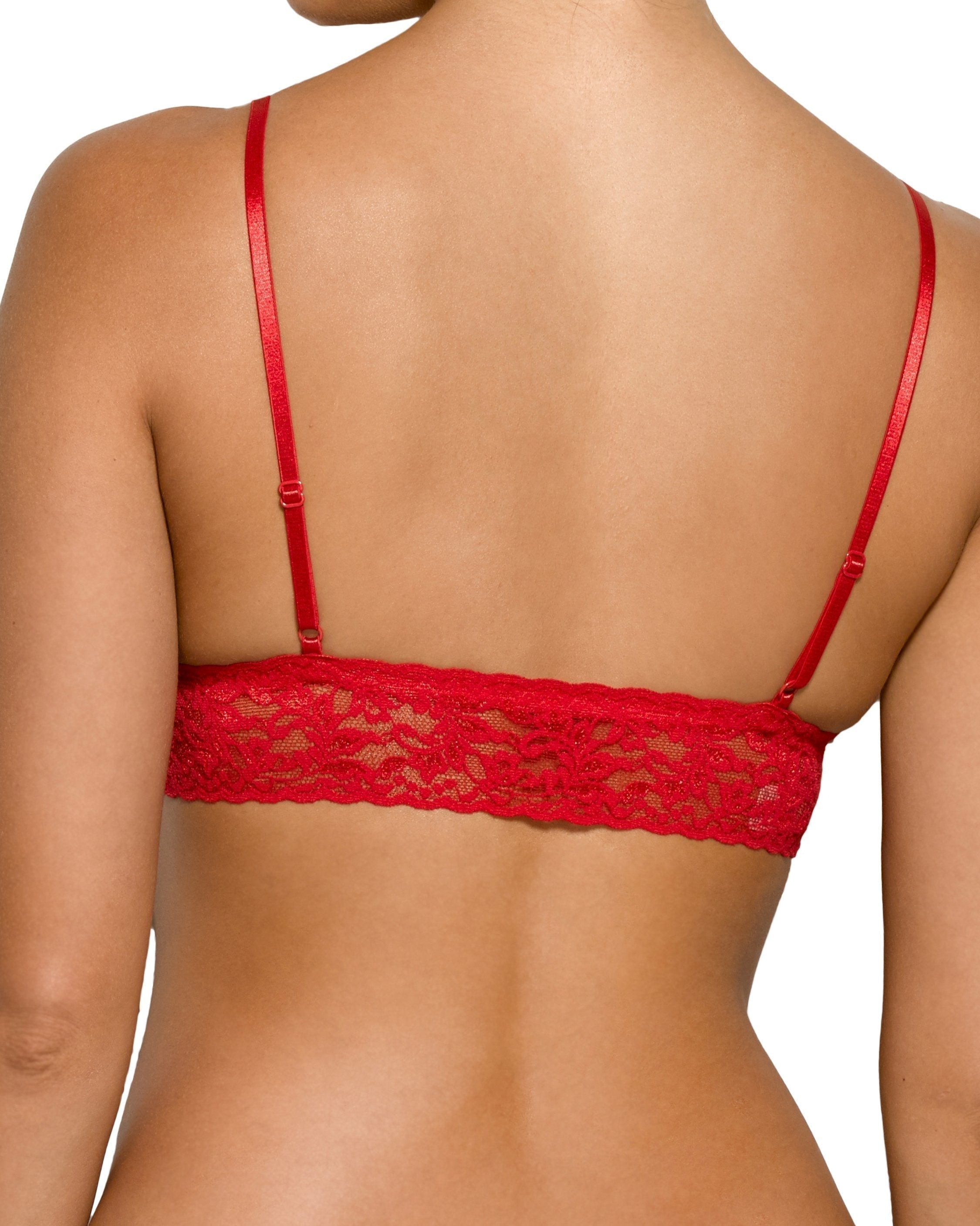 Signature Lace Padded Triangle Bralette Red