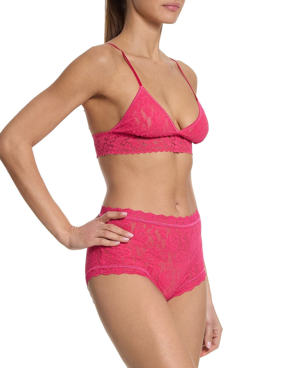 Signature Lace Padded Triangle Bralette Sweet Tart Pink