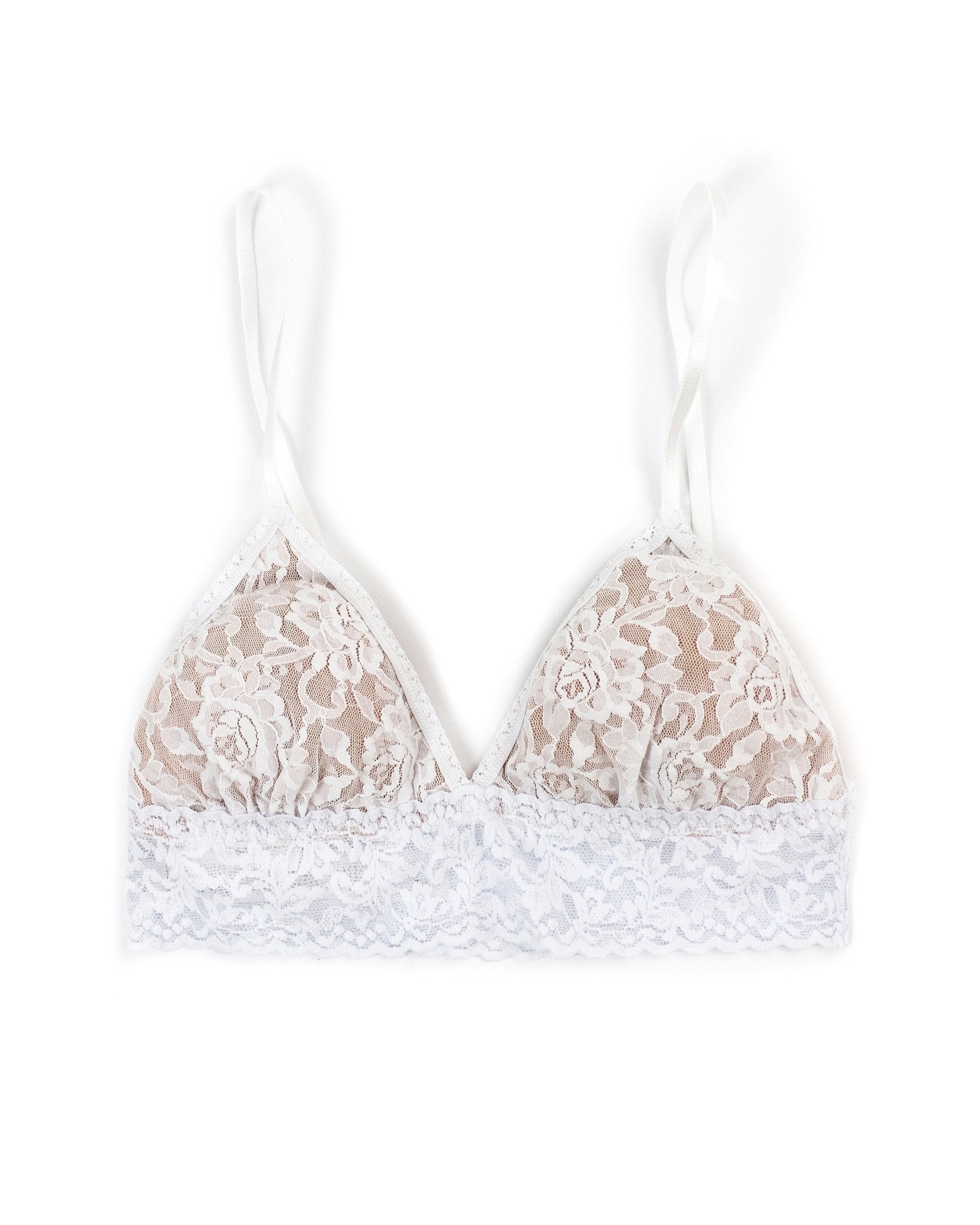 Signature Lace Padded Triangle Bralette White